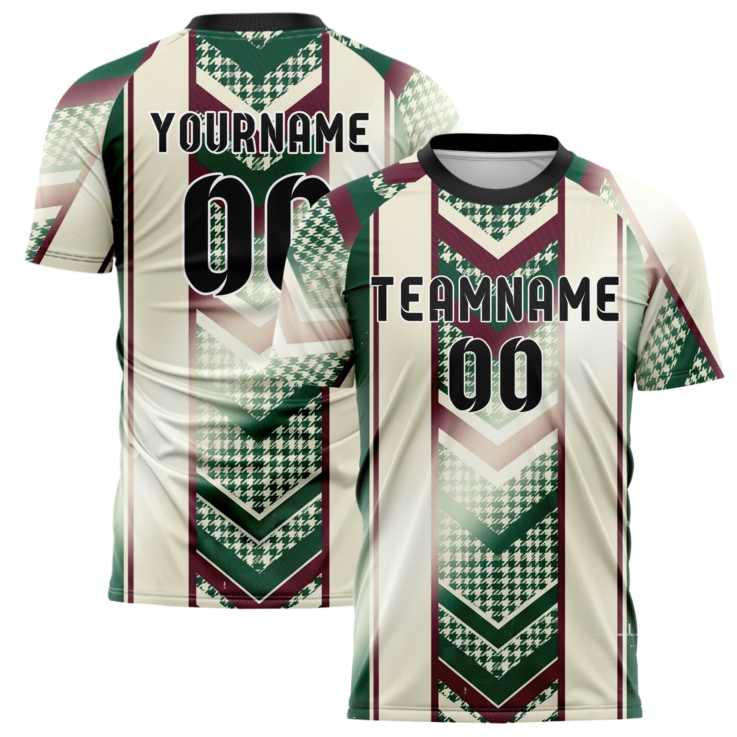 Forest Burgundy Cream Retro Stripe Heritage Custom Soccer Jersey