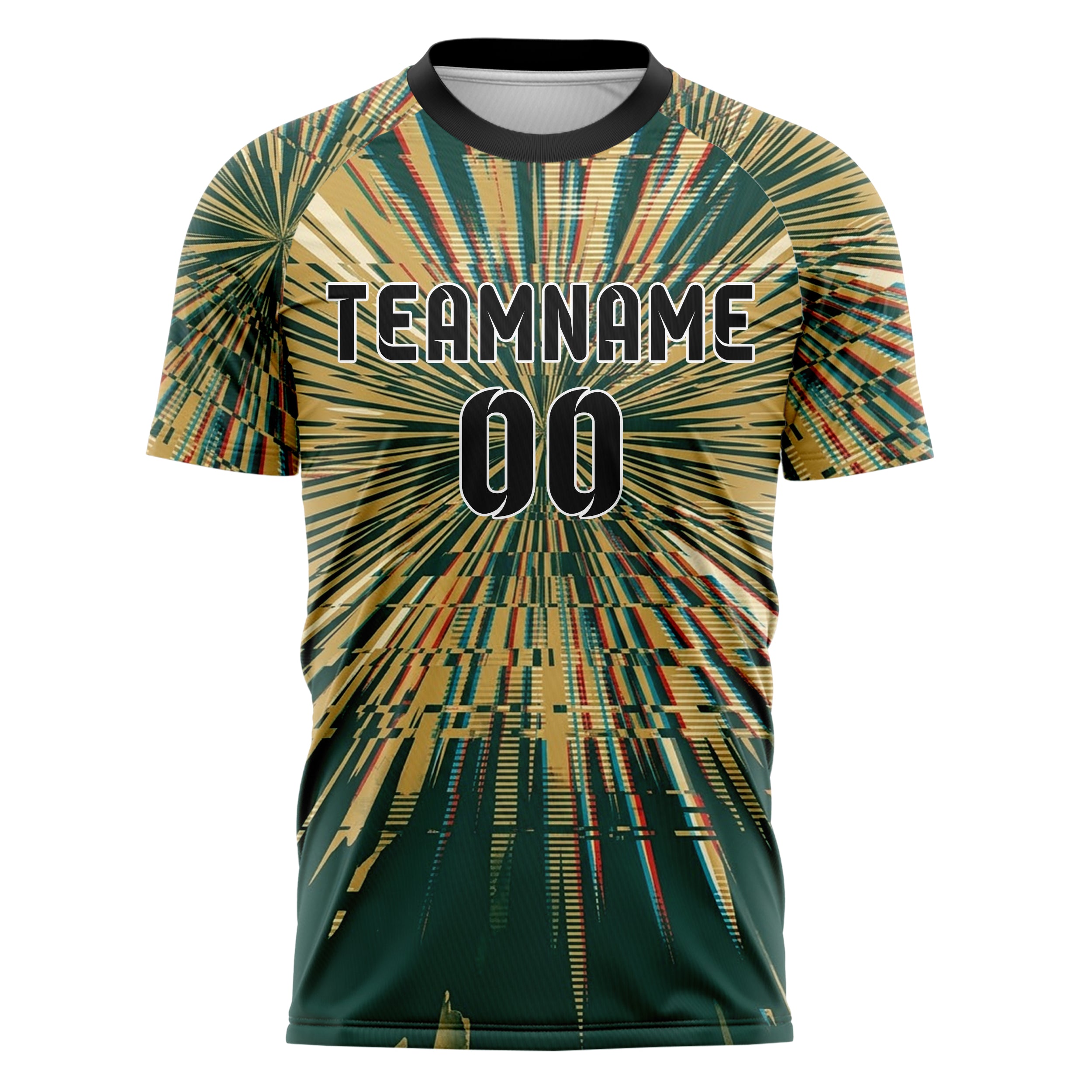 Jade Gold Cream Vhs Glitch Retro Custom Soccer Jersey