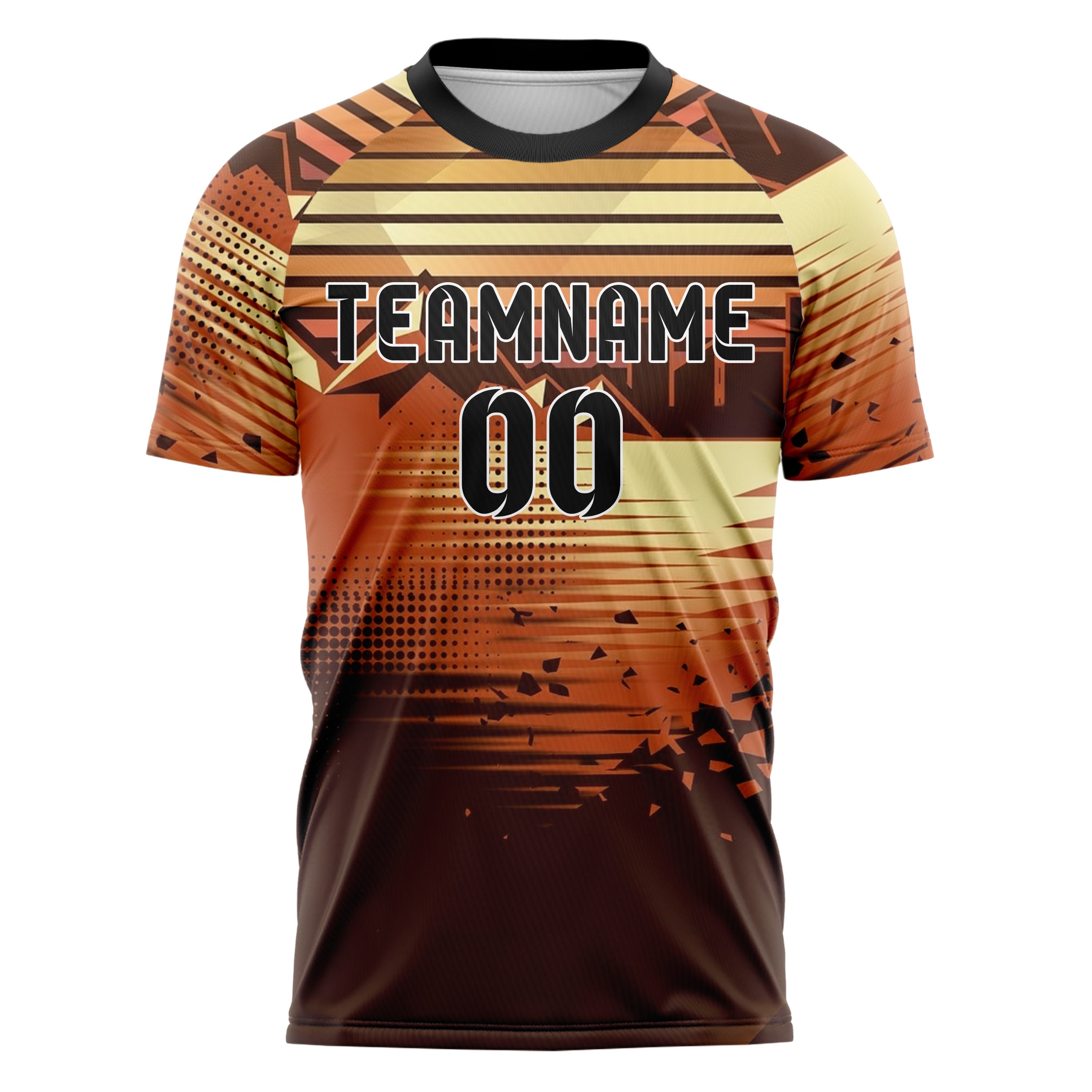 Rust Brown Cream Retro Sunset Gradient Custom Soccer Jersey