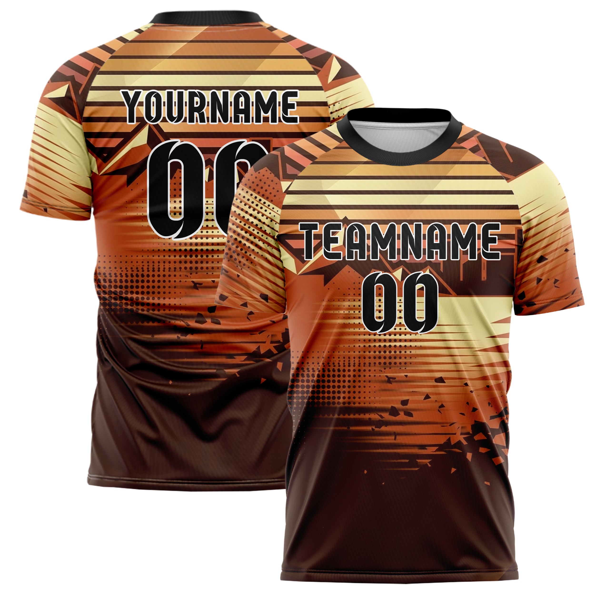 Rust Brown Cream Retro Sunset Gradient Custom Soccer Jersey