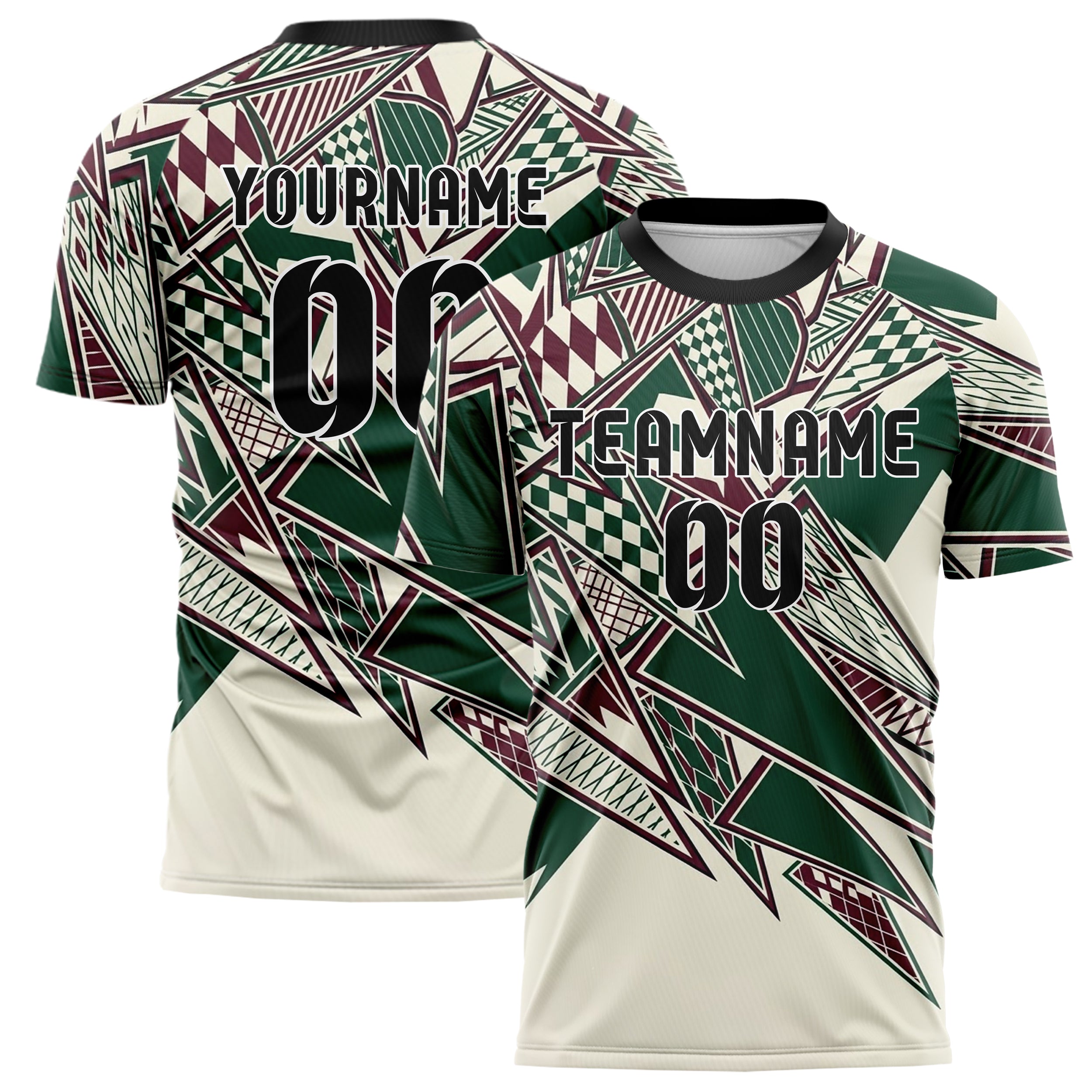 Forest Burgundy Cream Vintage Pennant Collage Custom Soccer Jersey