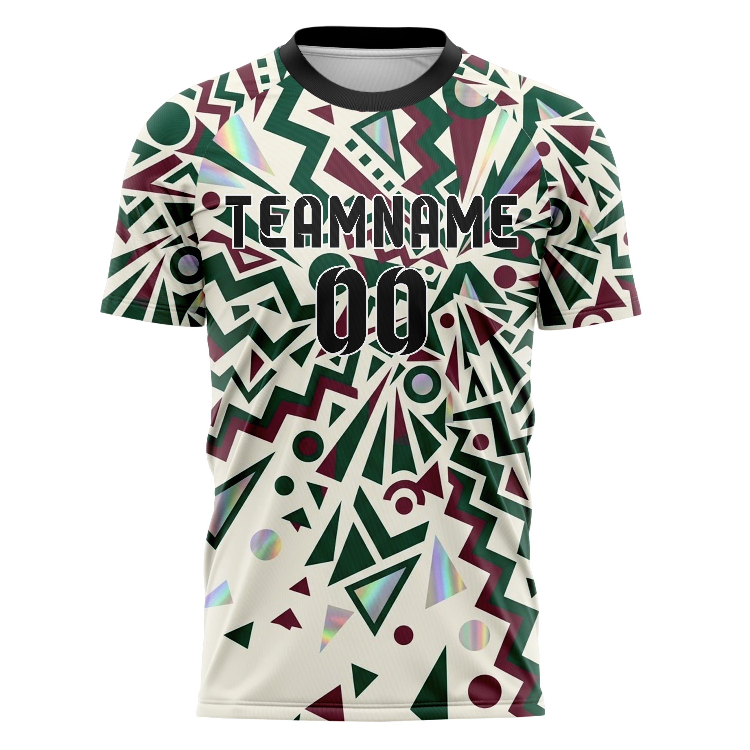 Forest Burgundy Cream 90s Geometric Splash Custom Soccer Jersey