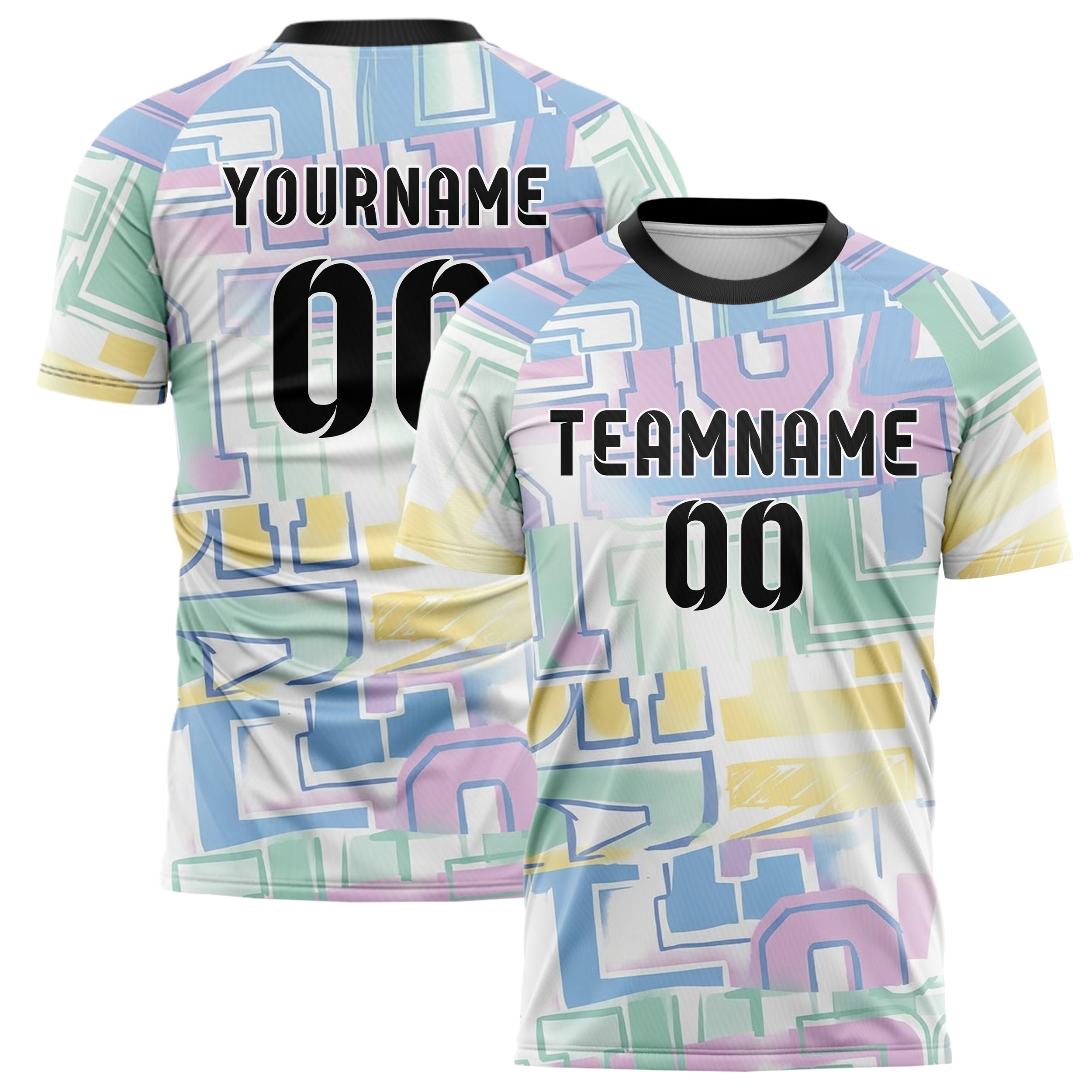 Pastel Multi Tie Dye Varsity Letter Block Custom Soccer Jersey