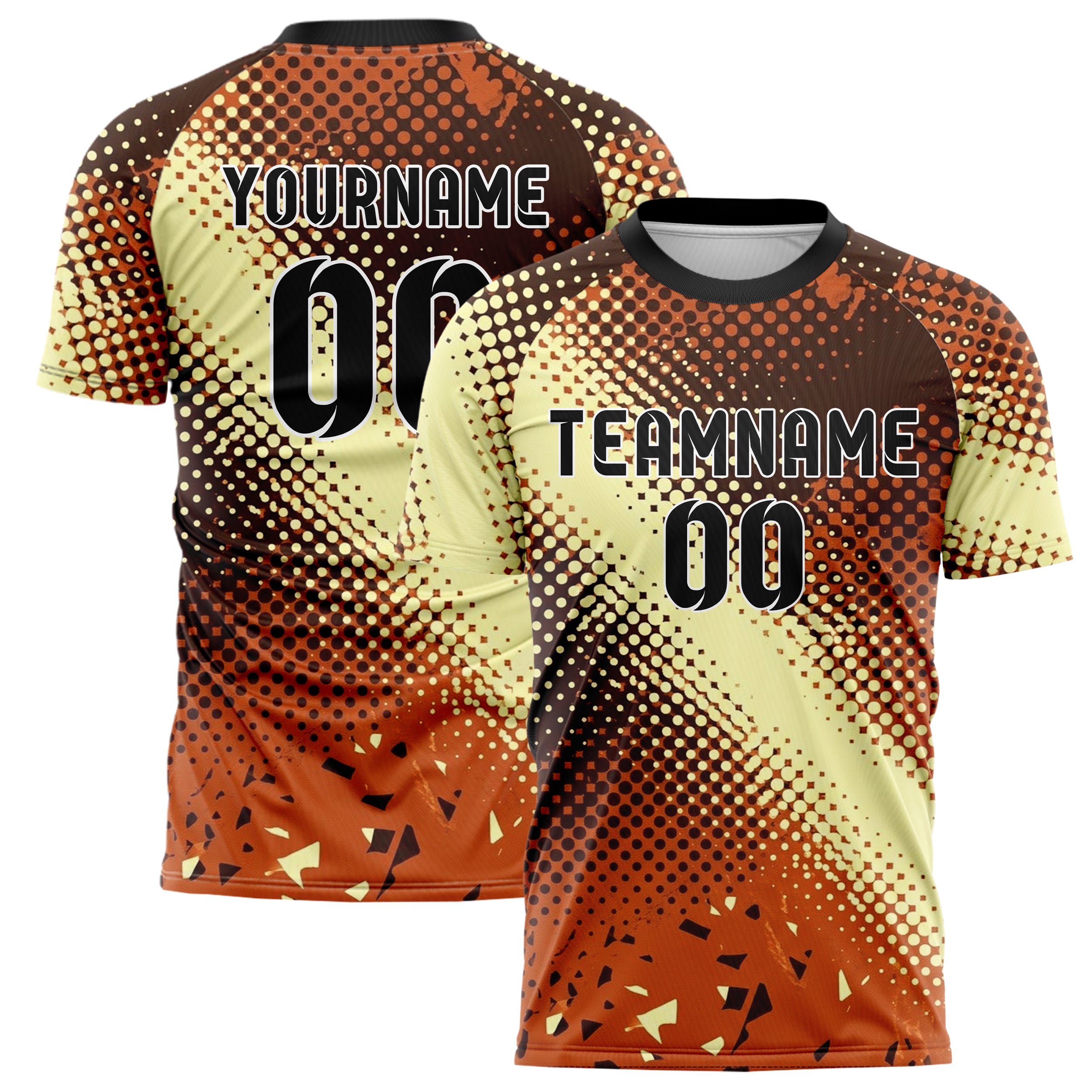 Rust Brown Cream Halftone Gradient Pop Custom Soccer Jersey