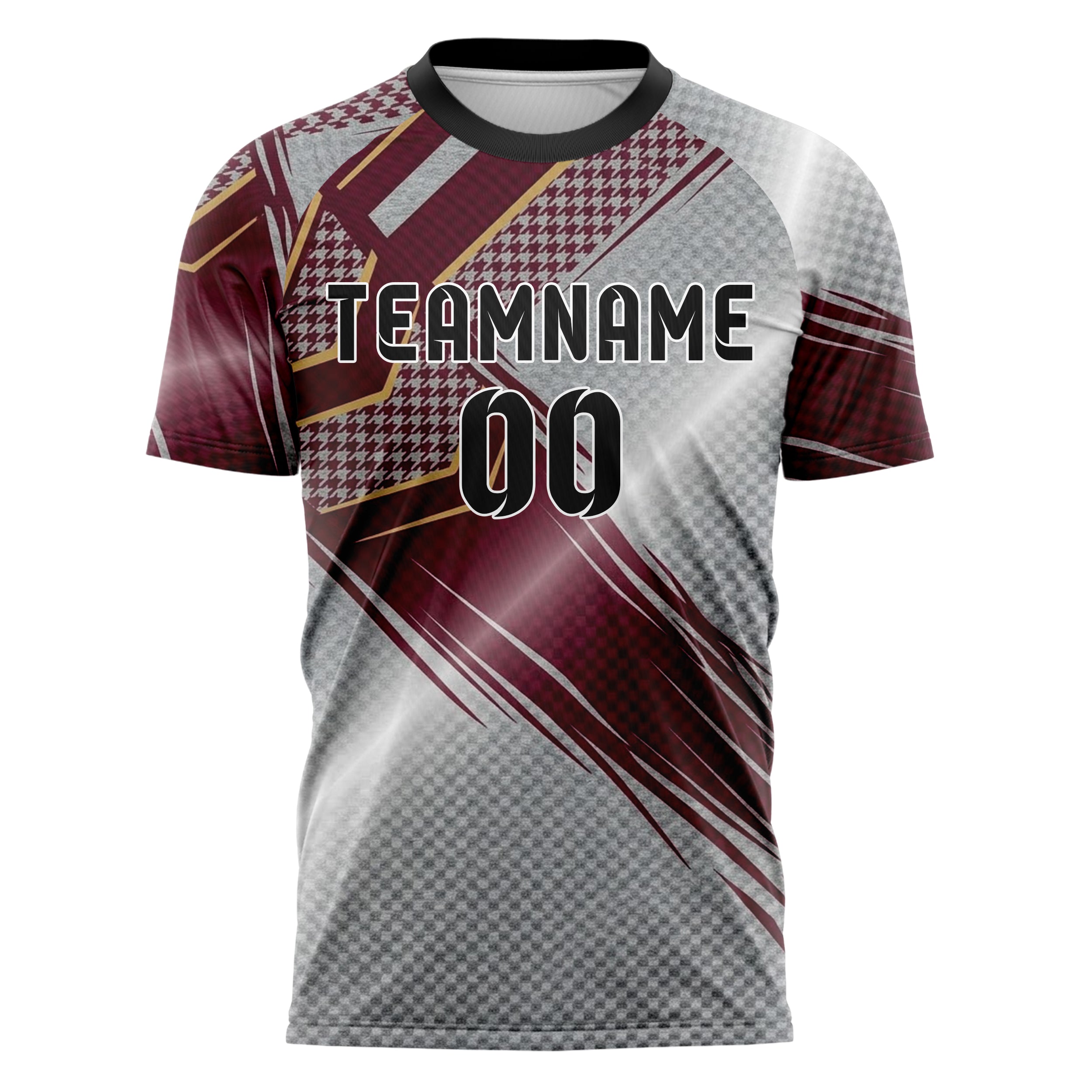 Grey Maroon Gold Retro Stripe Heritage Custom Soccer Jersey