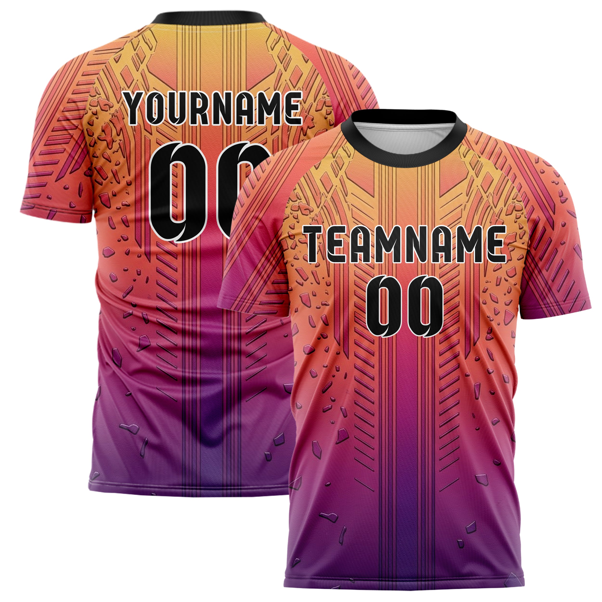 Sunset Gradient Warm Retro Racing Stripe Custom Soccer Jersey