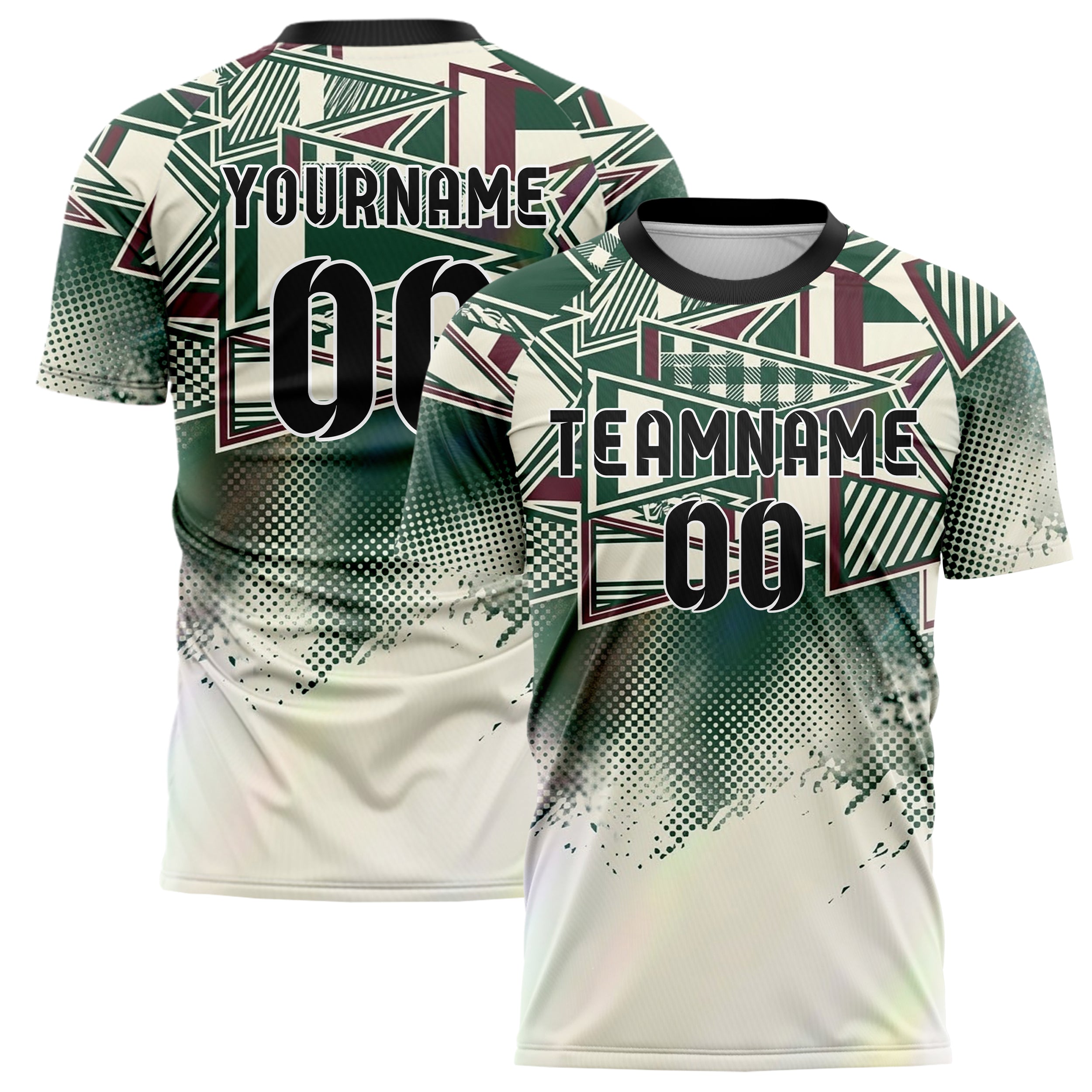Forest Burgundy Cream Vintage Pennant Collage Custom Soccer Jersey