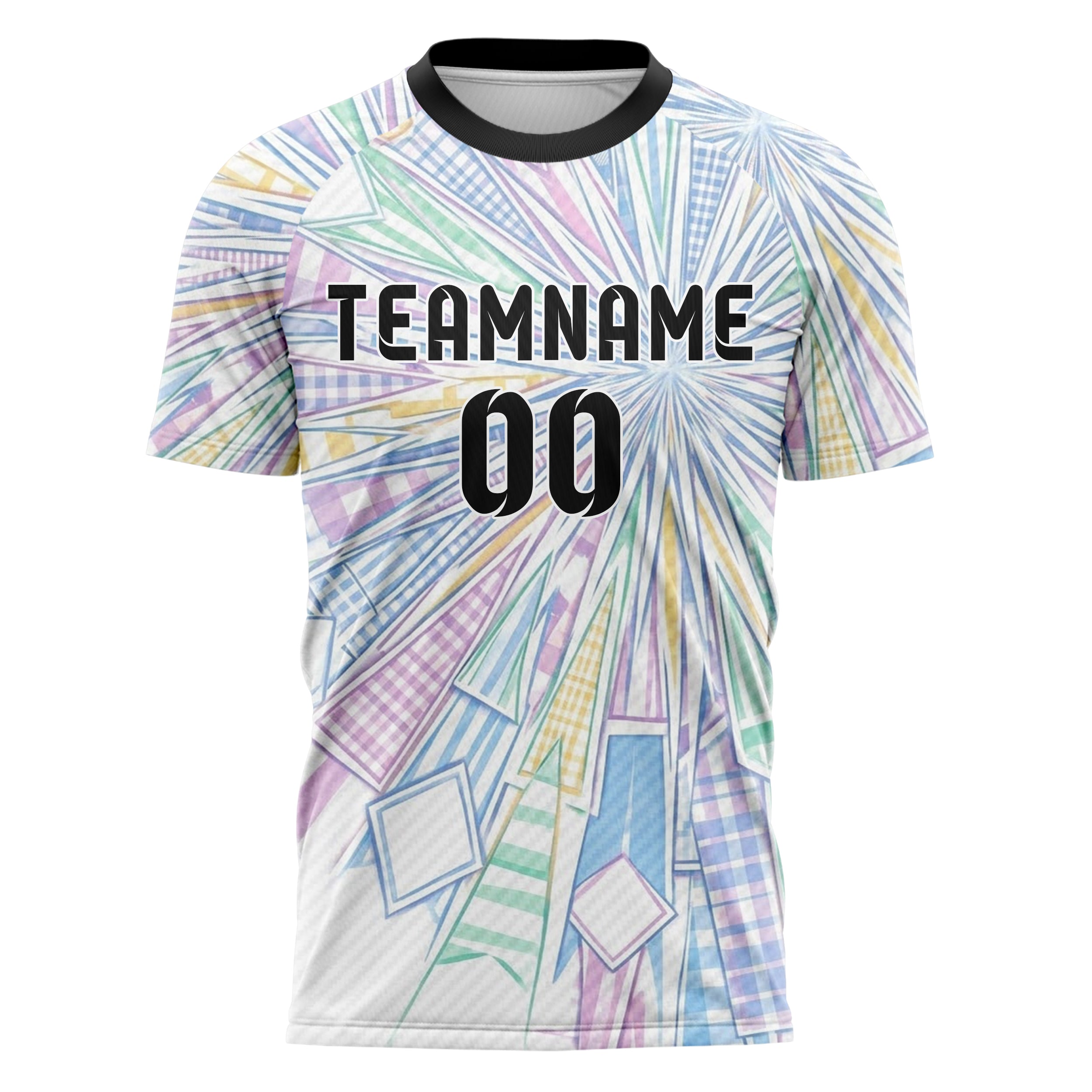 Pastel Multi Tie Dye Vintage Pennant Collage Custom Soccer Jersey