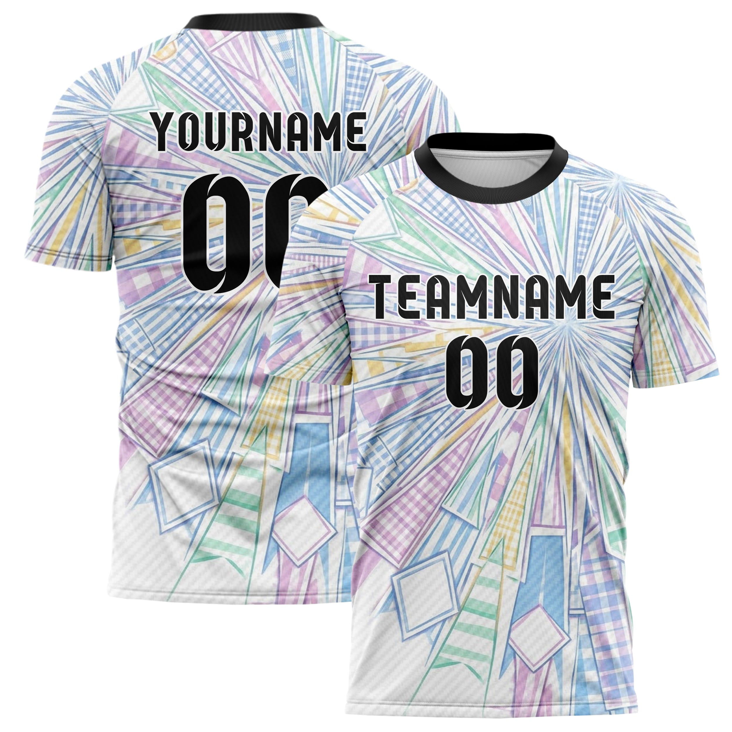 Pastel Multi Tie Dye Vintage Pennant Collage Custom Soccer Jersey
