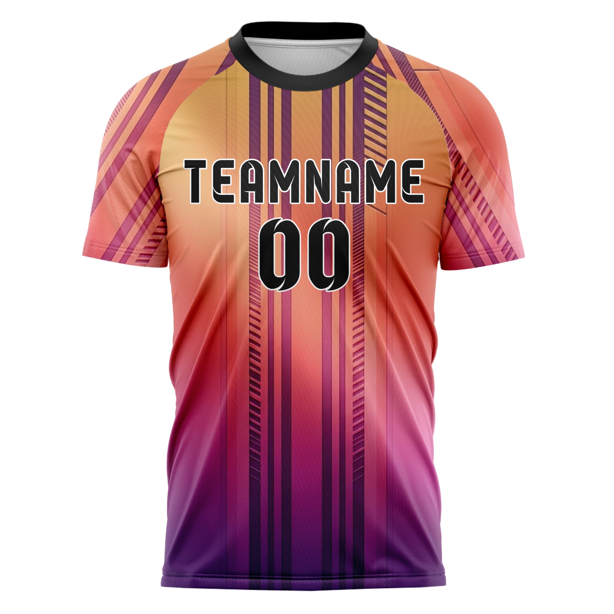 Sunset Gradient Warm Retro Racing Stripe Custom Soccer Jersey