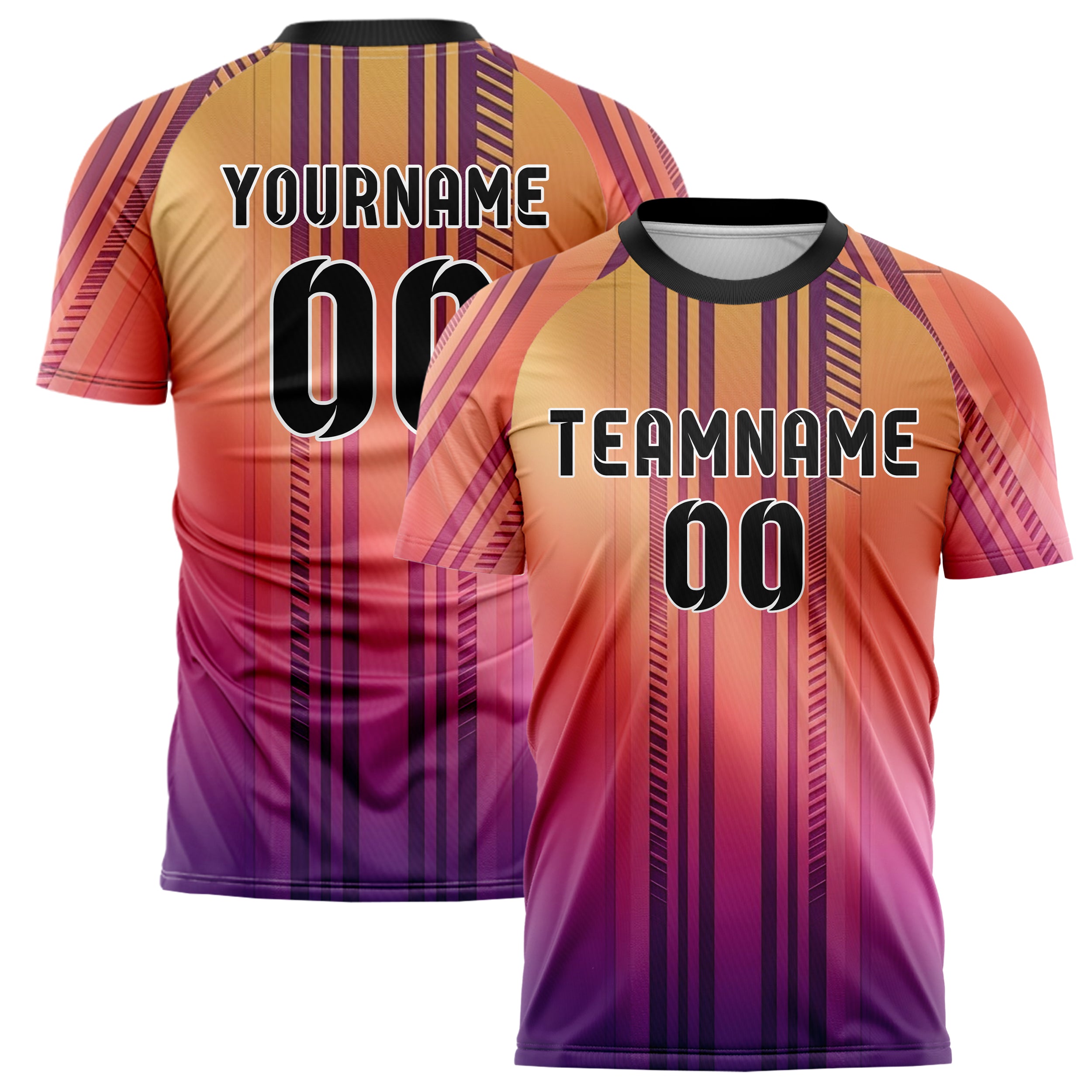 Sunset Gradient Warm Retro Racing Stripe Custom Soccer Jersey