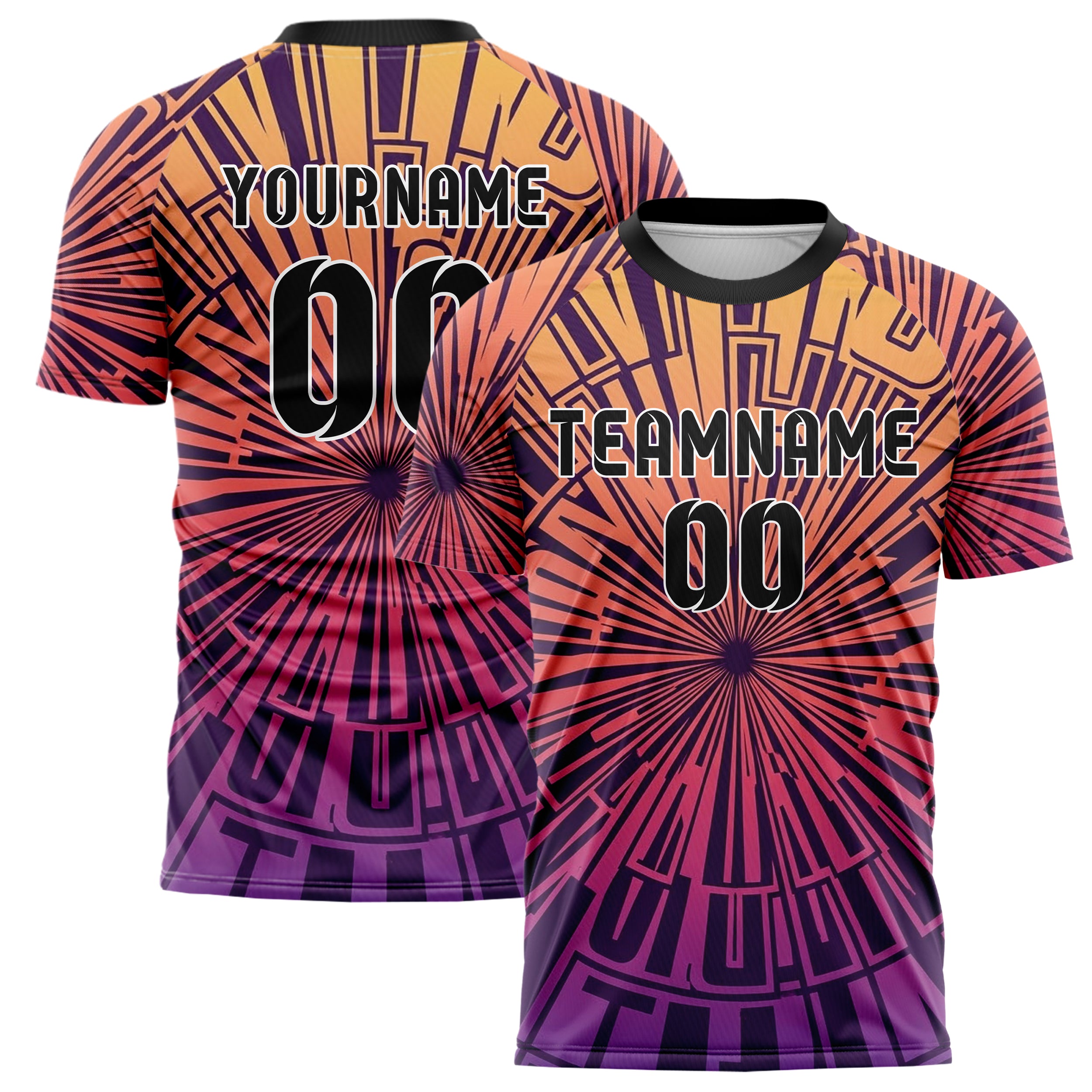 Sunset Gradient Warm Varsity Letter Block Custom Soccer Jersey