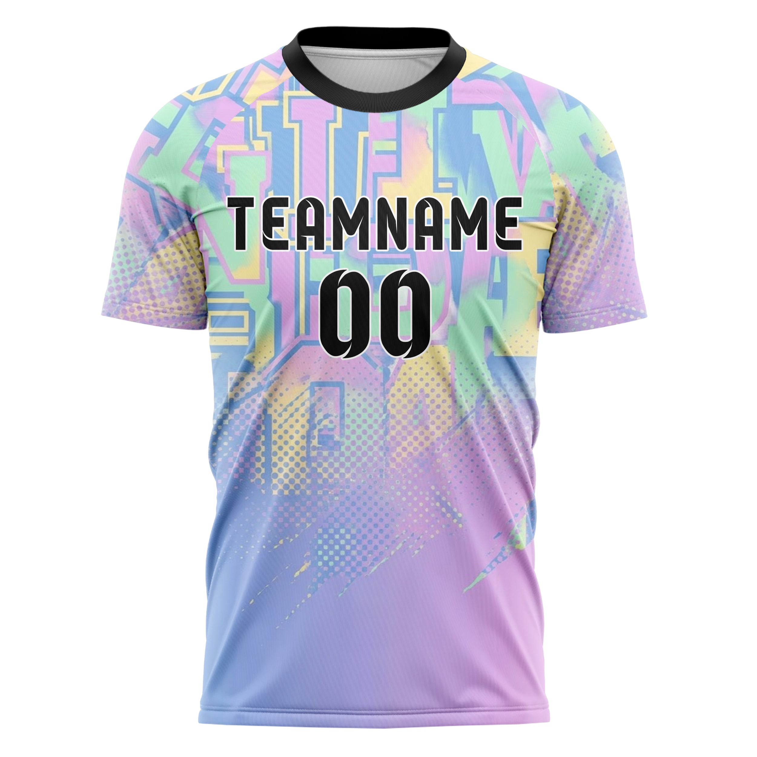 Pastel Multi Tie Dye Varsity Letter Block Custom Soccer Jersey