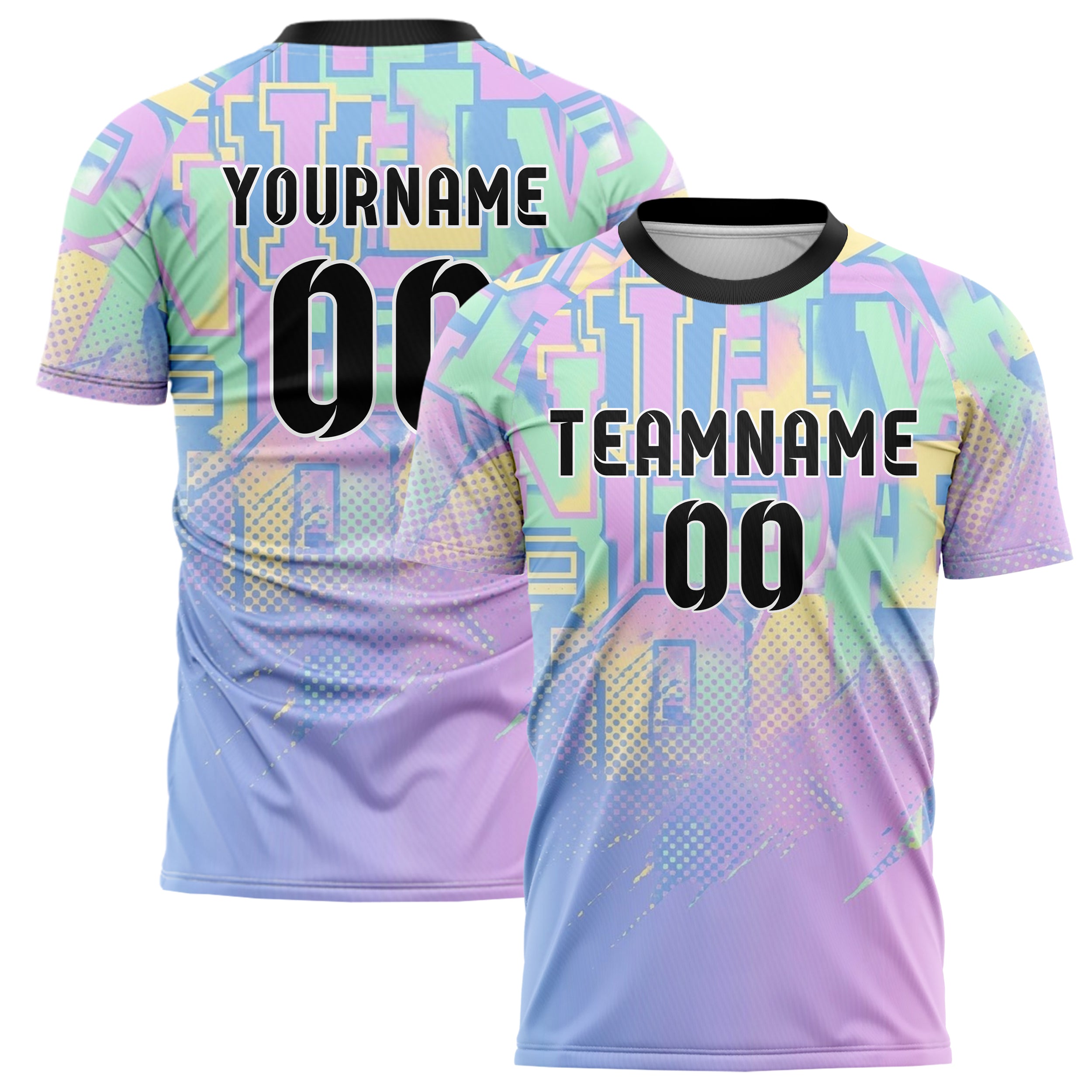 Pastel Multi Tie Dye Varsity Letter Block Custom Soccer Jersey