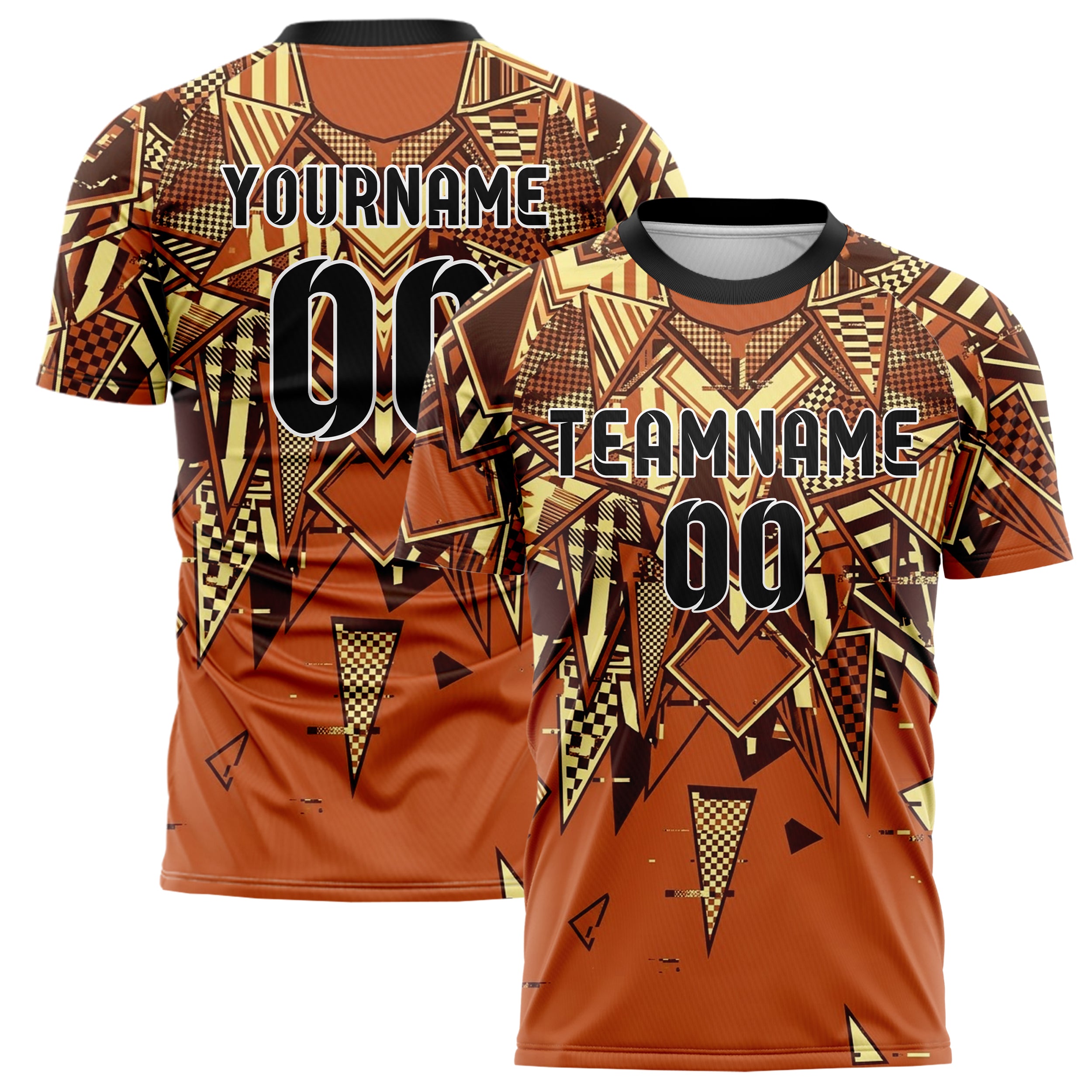 Rust Brown Cream Vintage Pennant Collage Custom Soccer Jersey