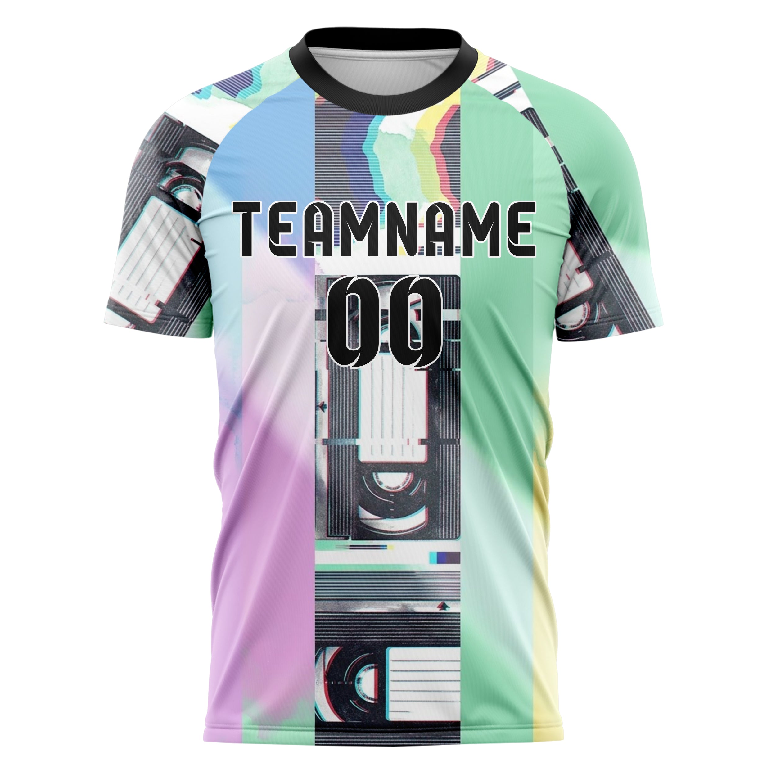 Pastel Multi Tie Dye Vhs Glitch Retro Custom Soccer Jersey