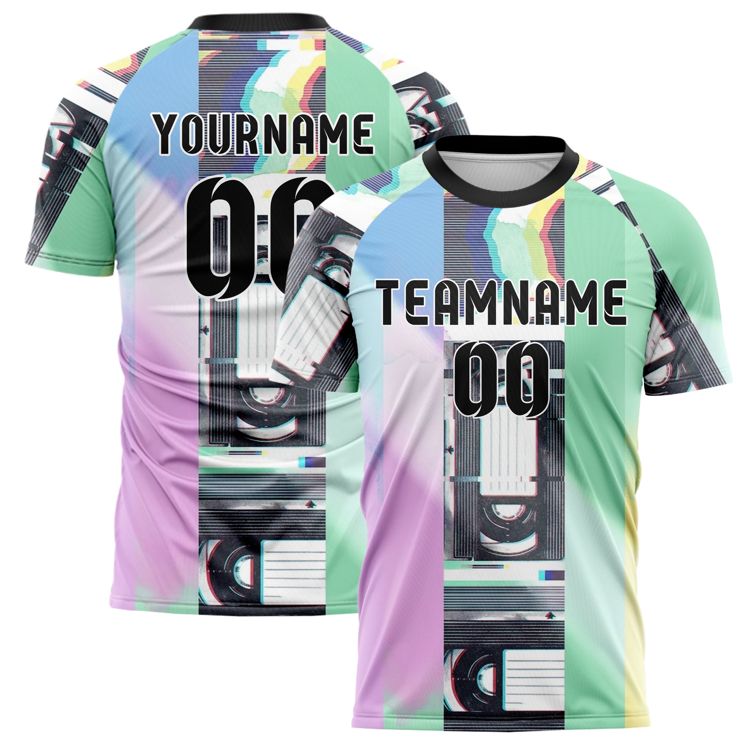Pastel Multi Tie Dye Vhs Glitch Retro Custom Soccer Jersey