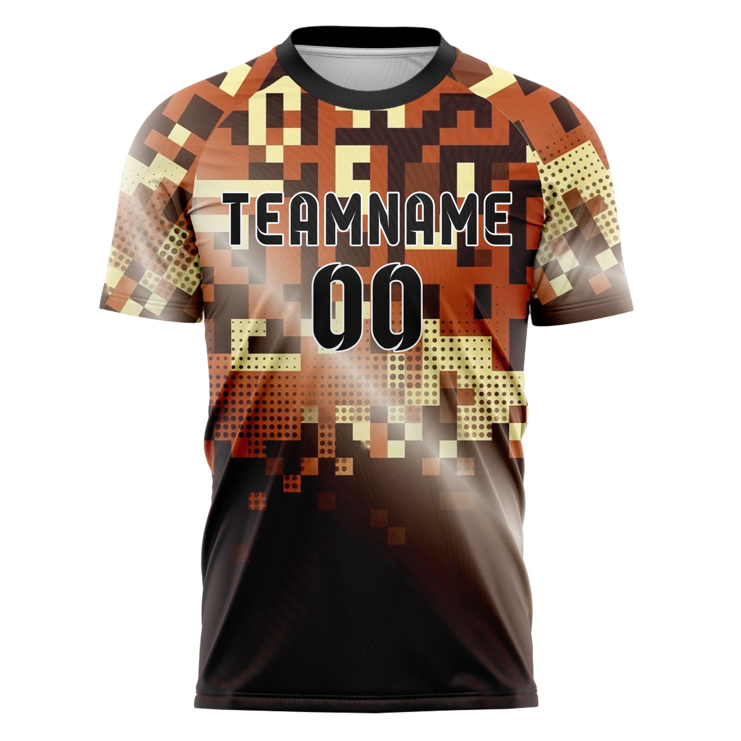 Rust Brown Cream Pixel Art8bit Custom Soccer Jersey