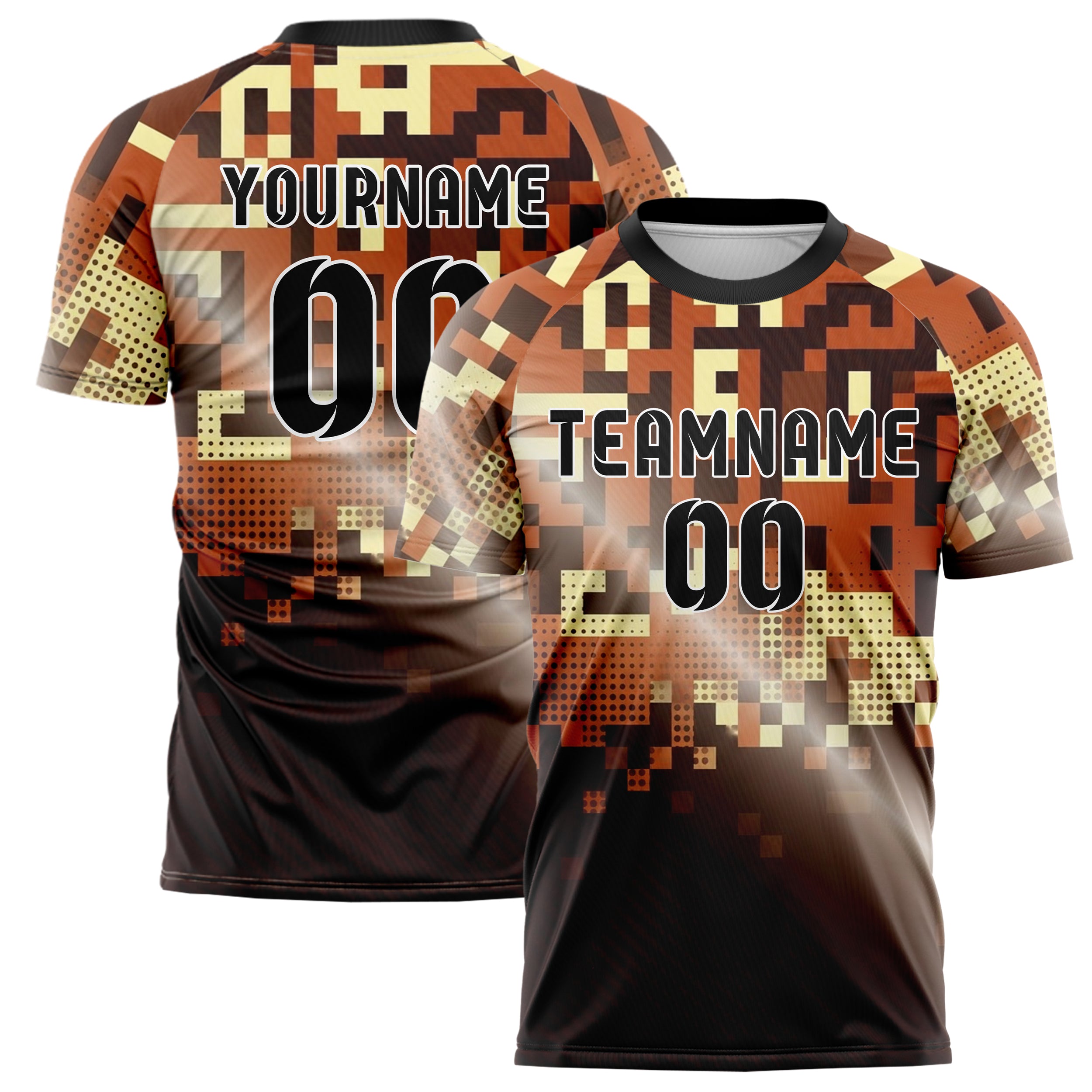 Rust Brown Cream Pixel Art8bit Custom Soccer Jersey