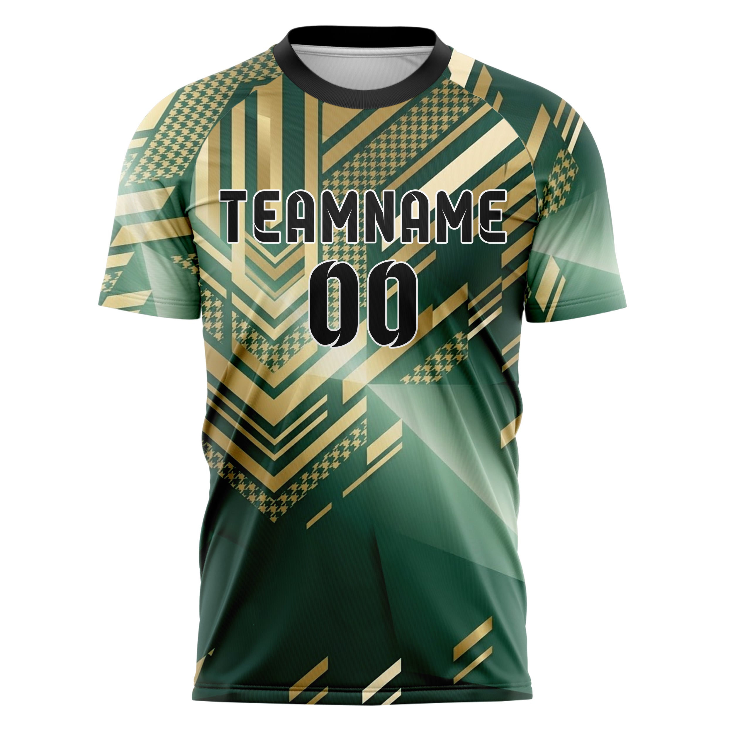 Jade Gold Cream Retro Stripe Heritage Custom Soccer Jersey