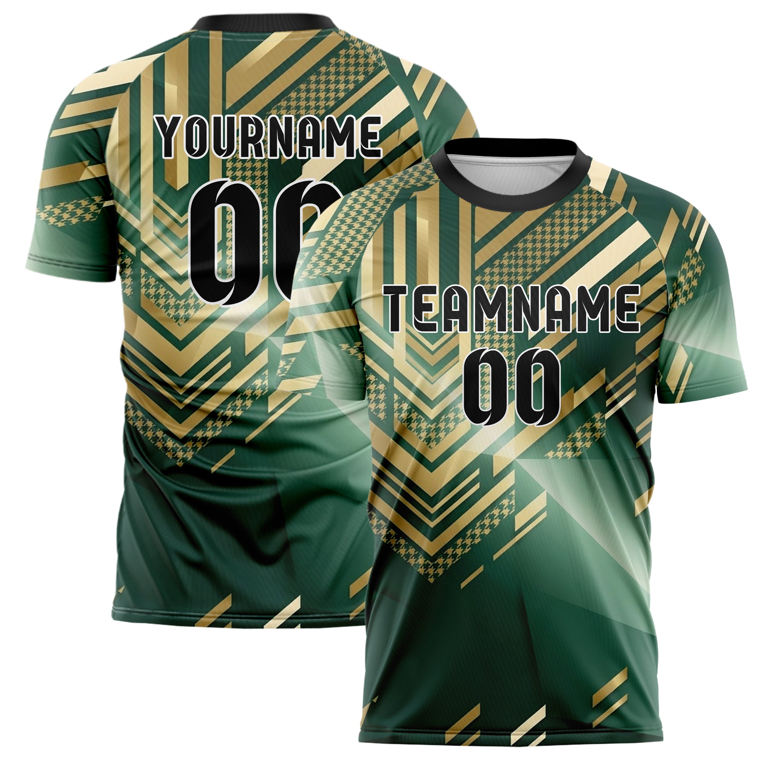 Jade Gold Cream Retro Stripe Heritage Custom Soccer Jersey
