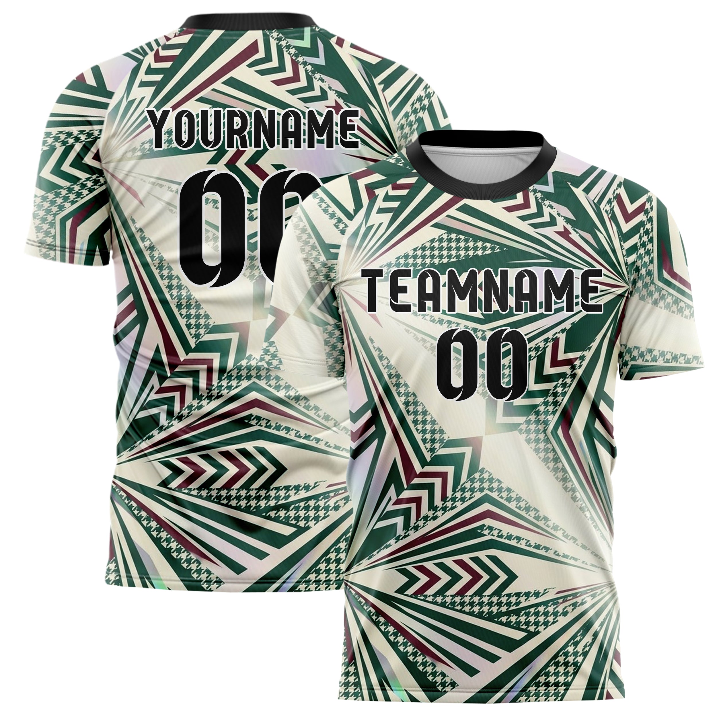 Forest Burgundy Cream Retro Stripe Heritage Custom Soccer Jersey