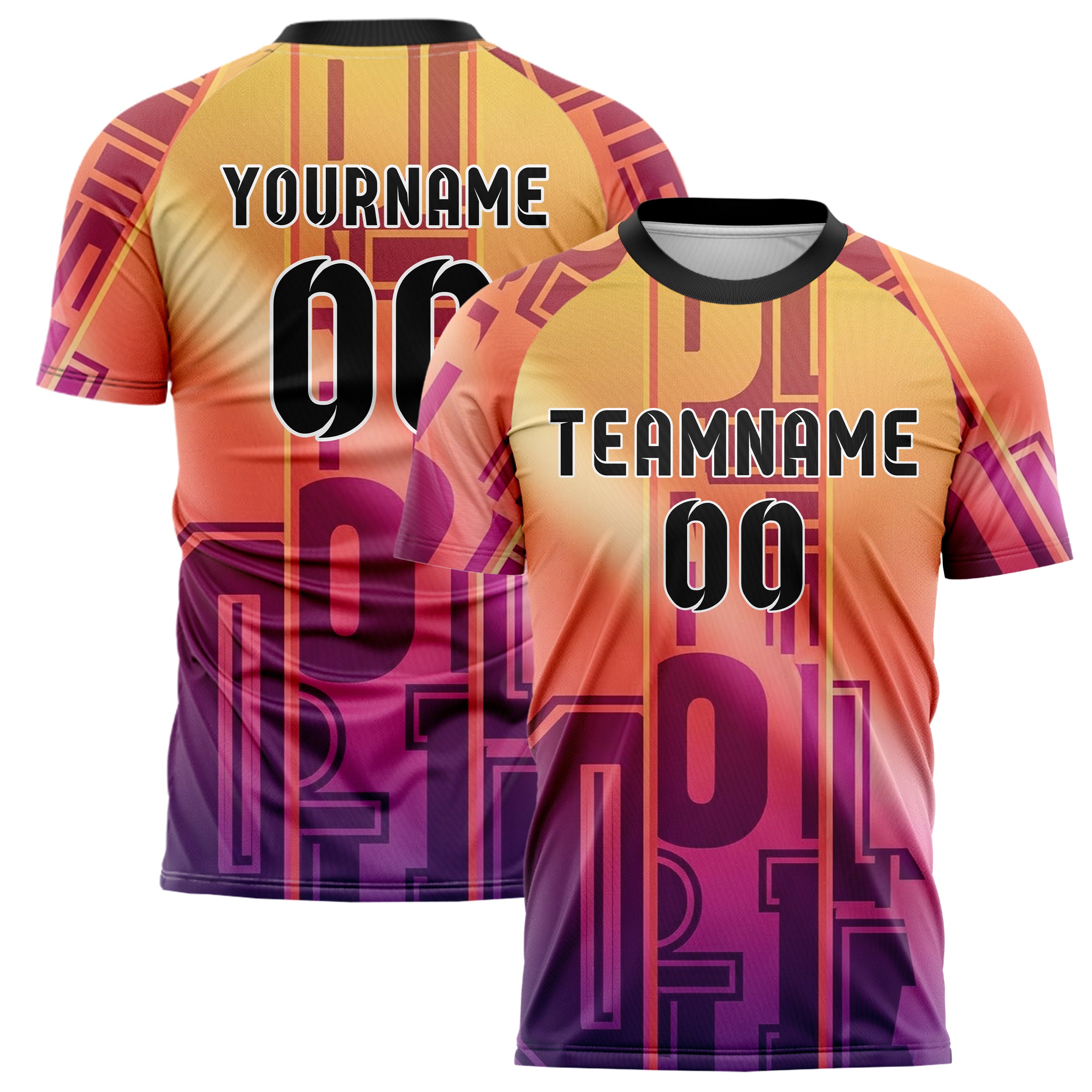 Sunset Gradient Warm Varsity Letter Block Custom Soccer Jersey