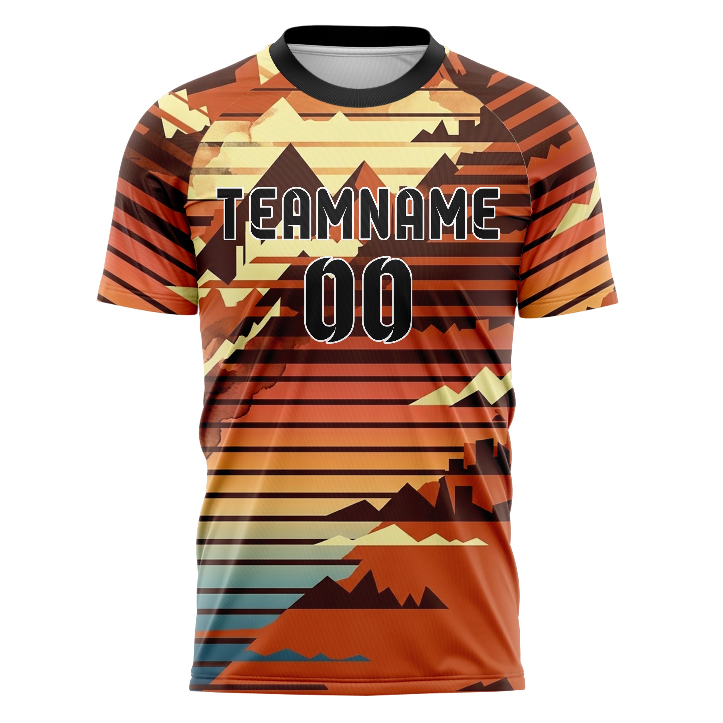 Rust Brown Cream Retro Sunset Gradient Custom Soccer Jersey