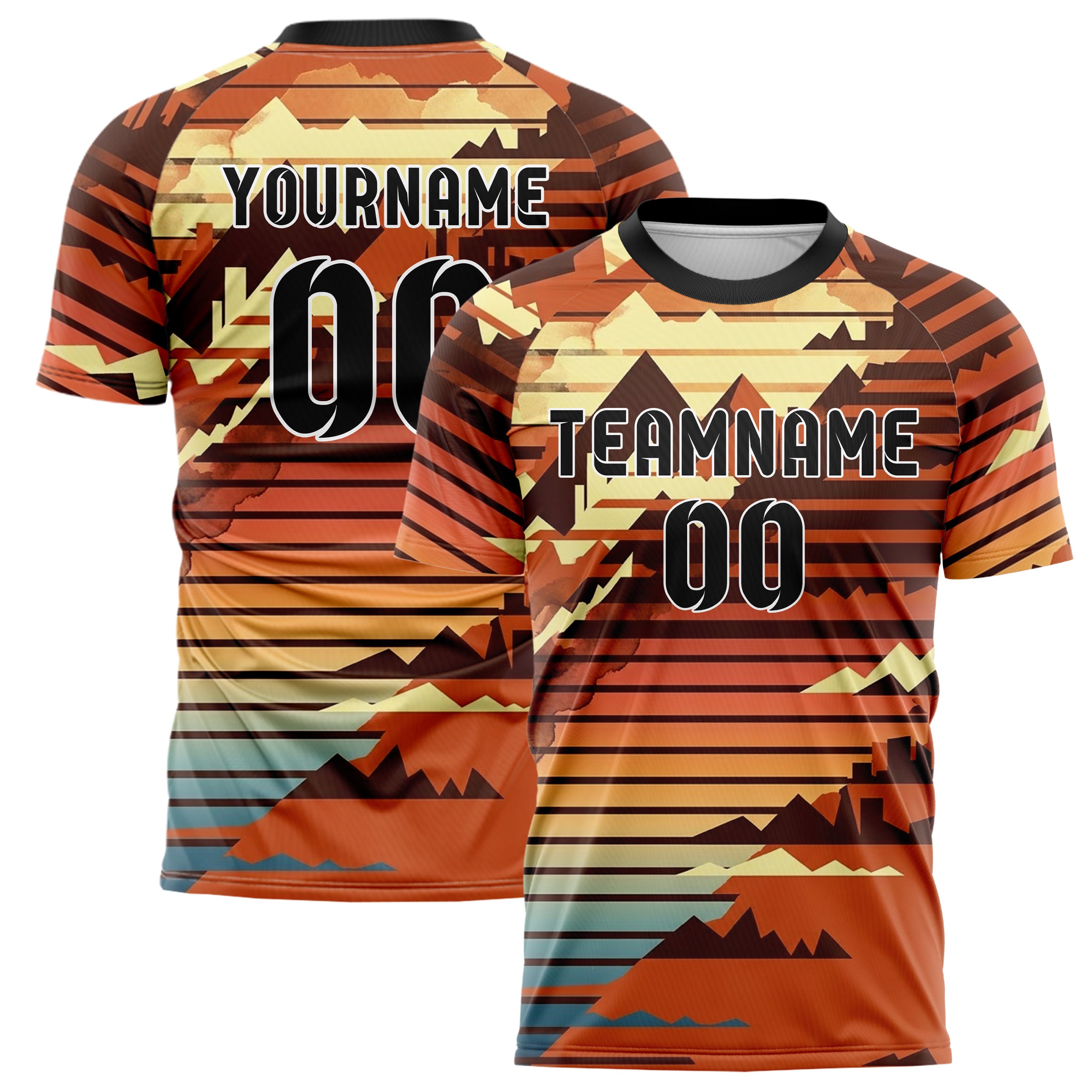 Rust Brown Cream Retro Sunset Gradient Custom Soccer Jersey