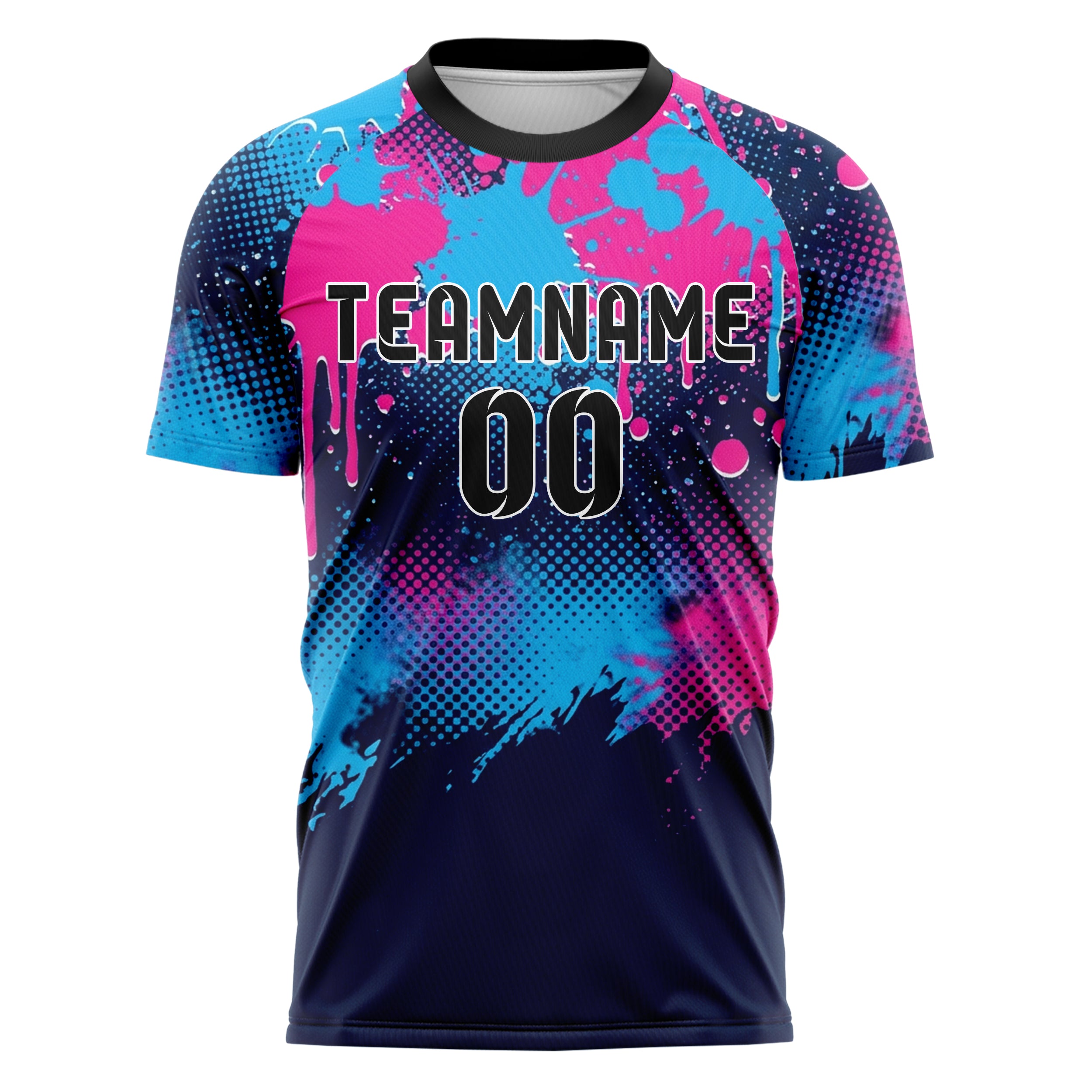 Navy Pink Sky Blue Paint Splatter Bomb Custom Soccer Jersey