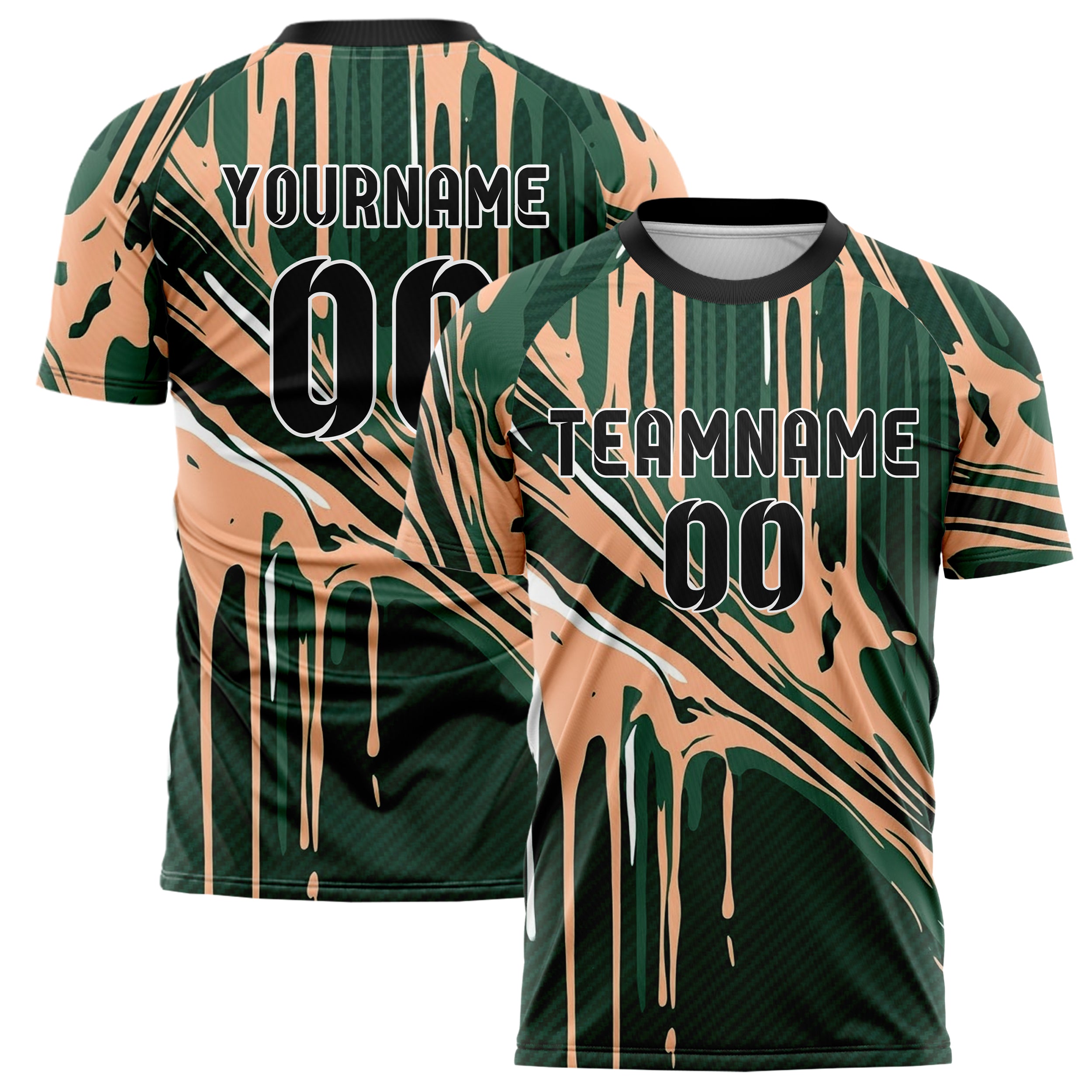 Forest Peach White Drip And Pour Abstract Custom Soccer Jersey