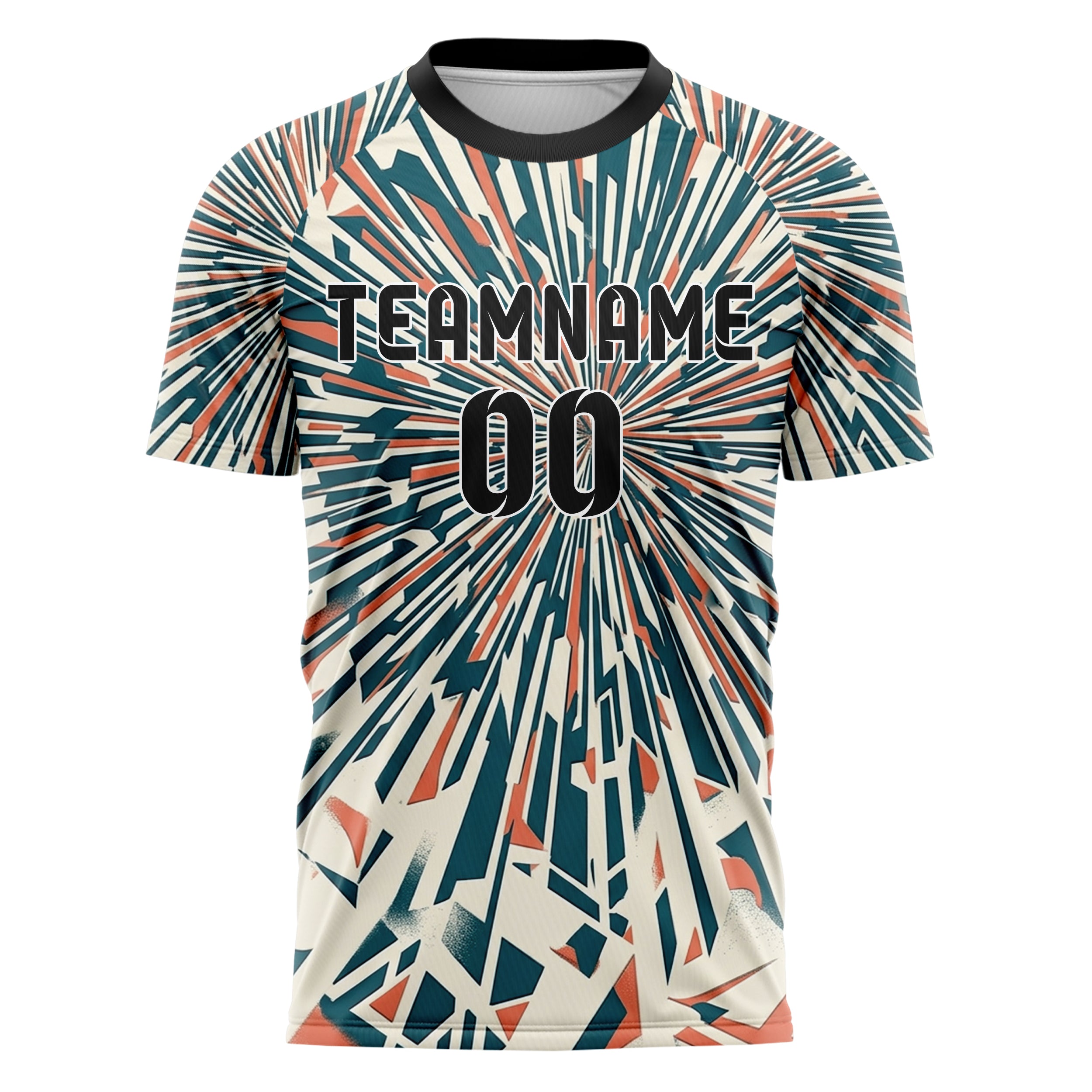 White Teal Coral Stencil Layer Collage Custom Soccer Jersey