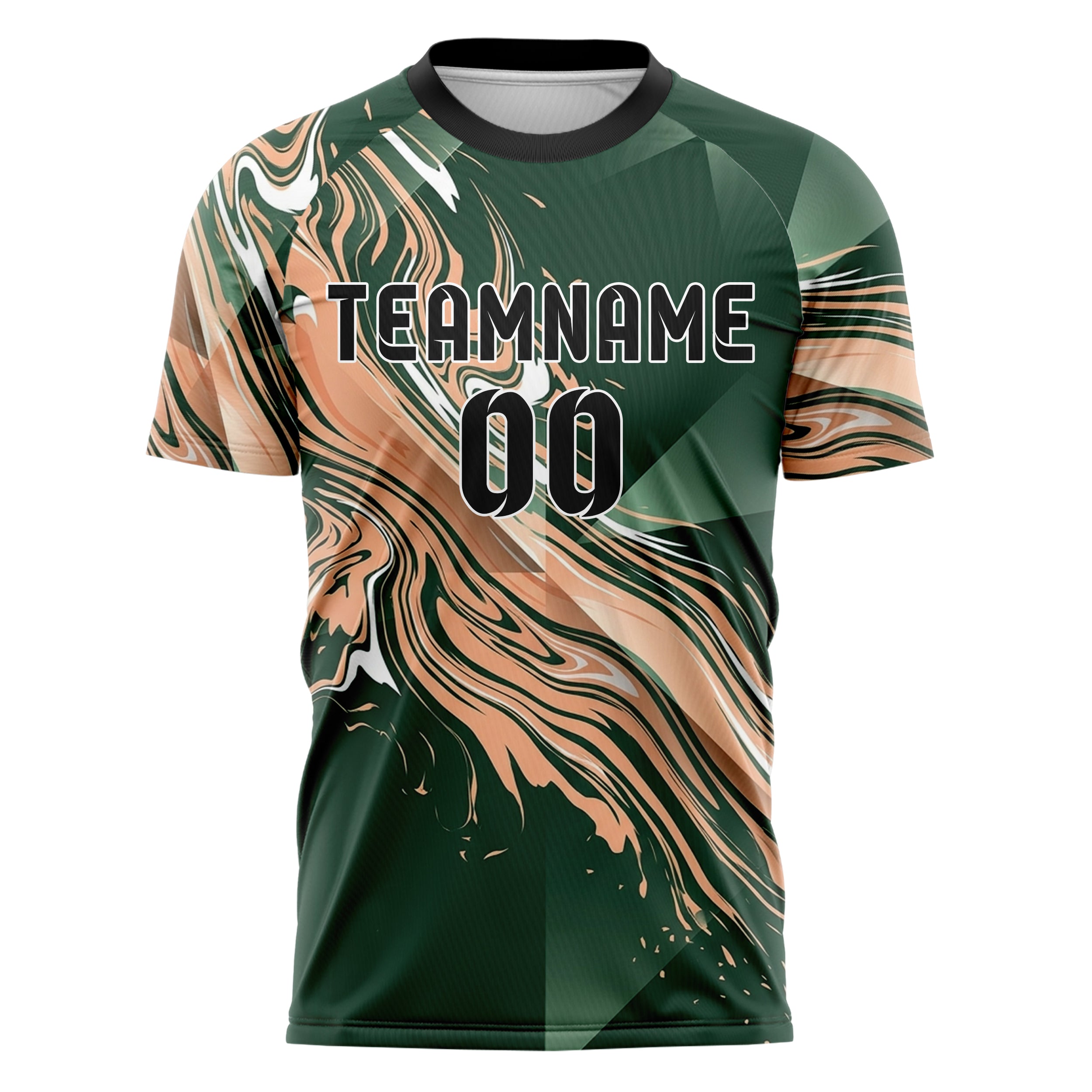 Forest Peach White Liquid Marble Pour Custom Soccer Jersey