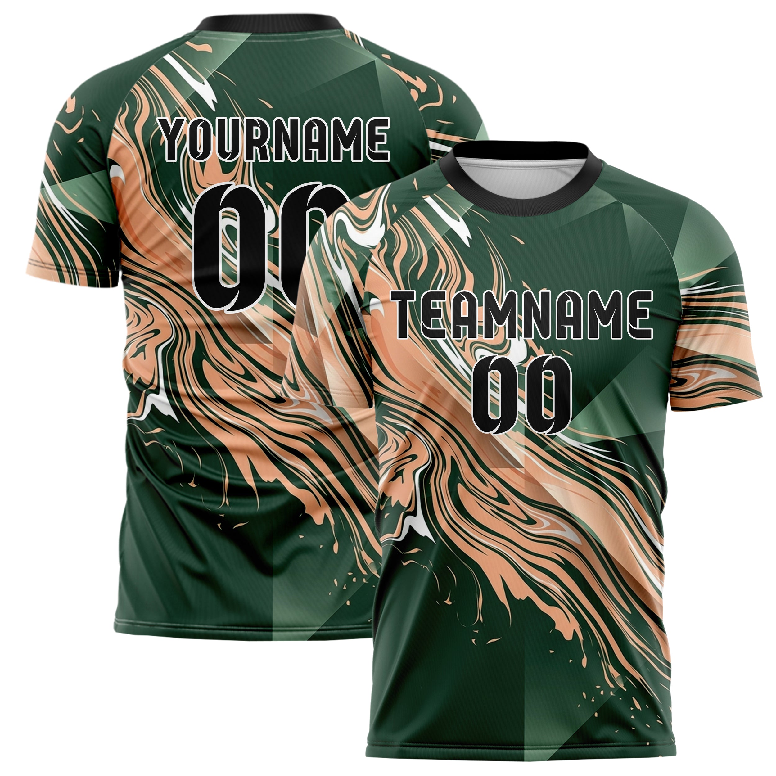 Forest Peach White Liquid Marble Pour Custom Soccer Jersey