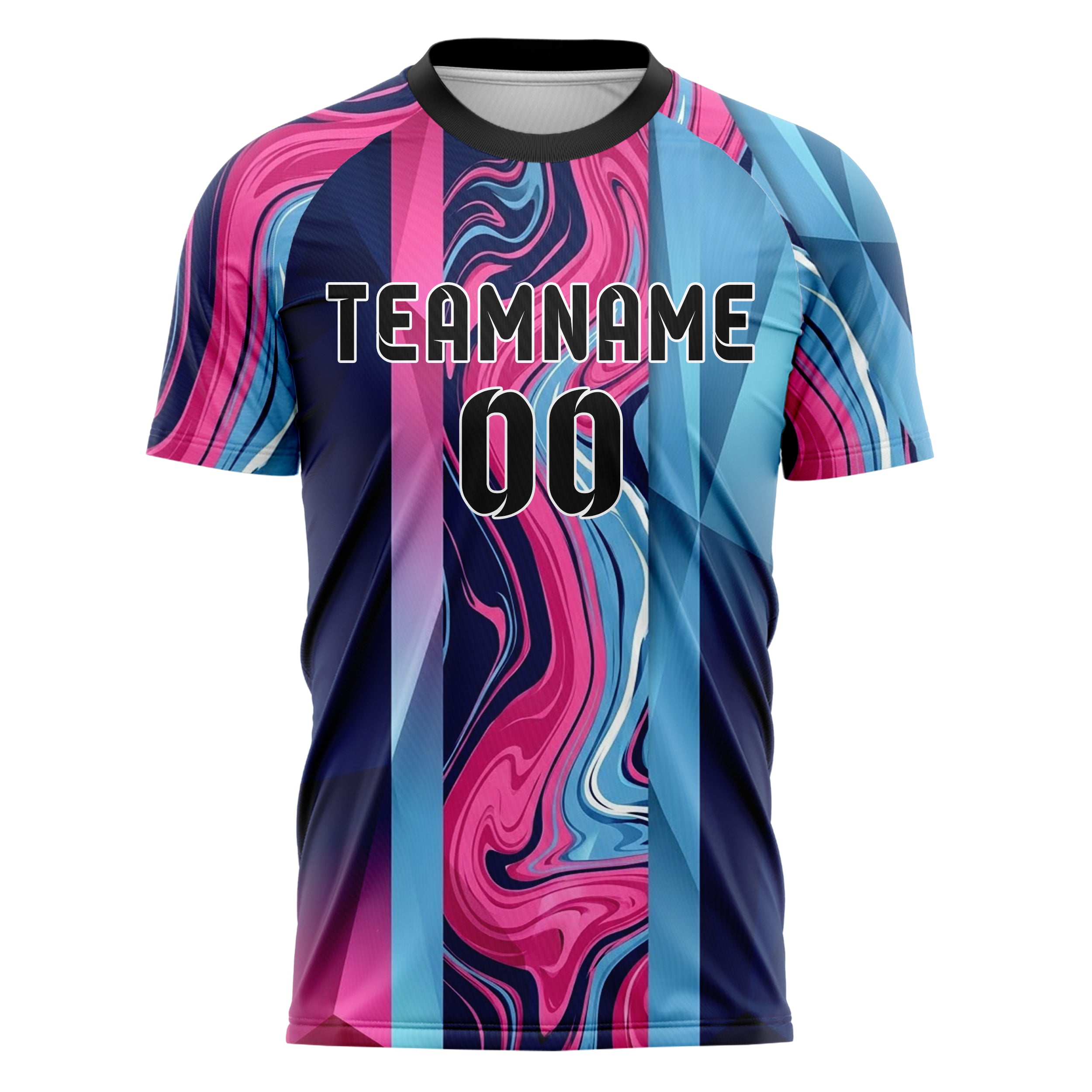 Navy Pink Sky Blue Liquid Marble Pour Custom Soccer Jersey
