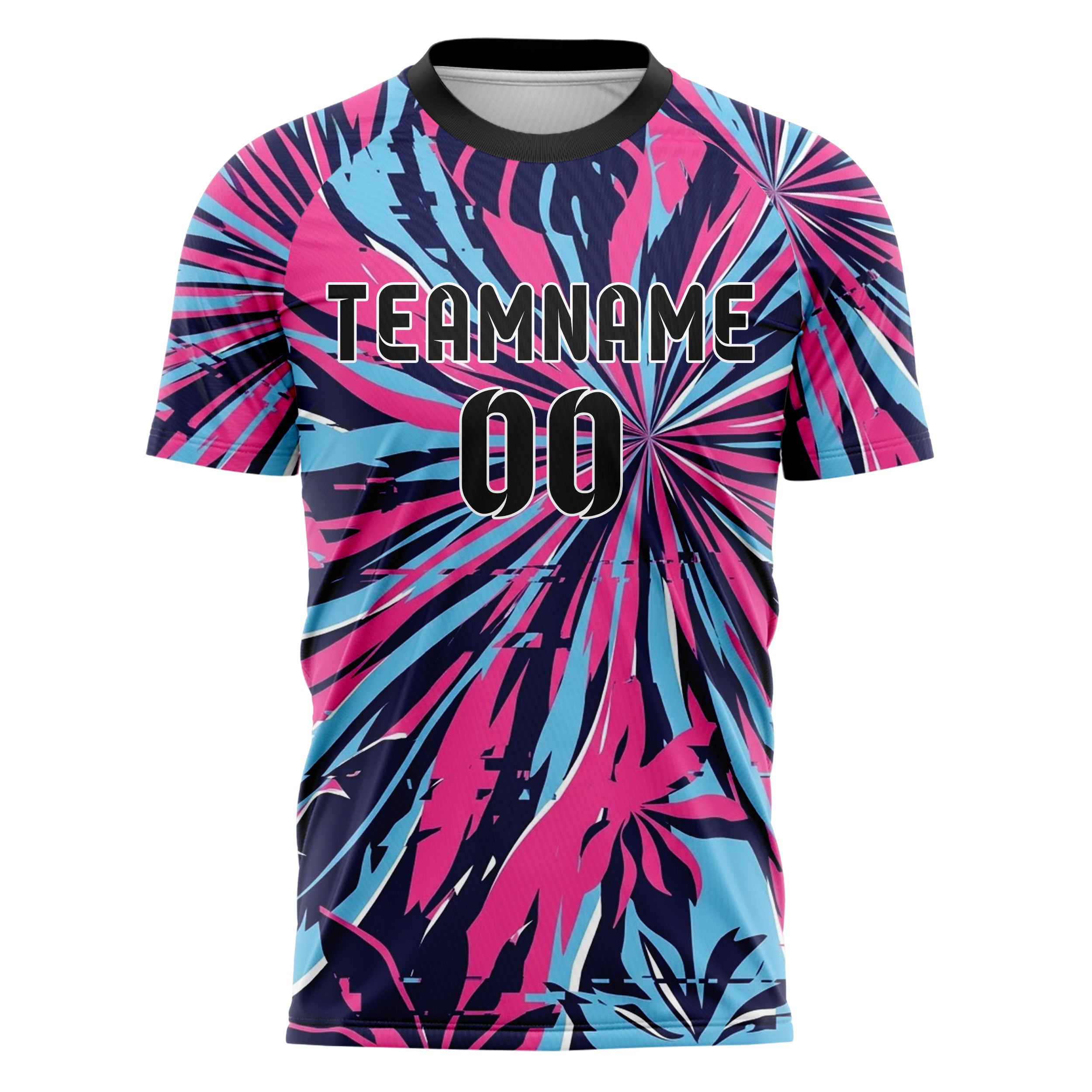 Navy Pink Sky Blue Tropical Botanical Bold Custom Soccer Jersey