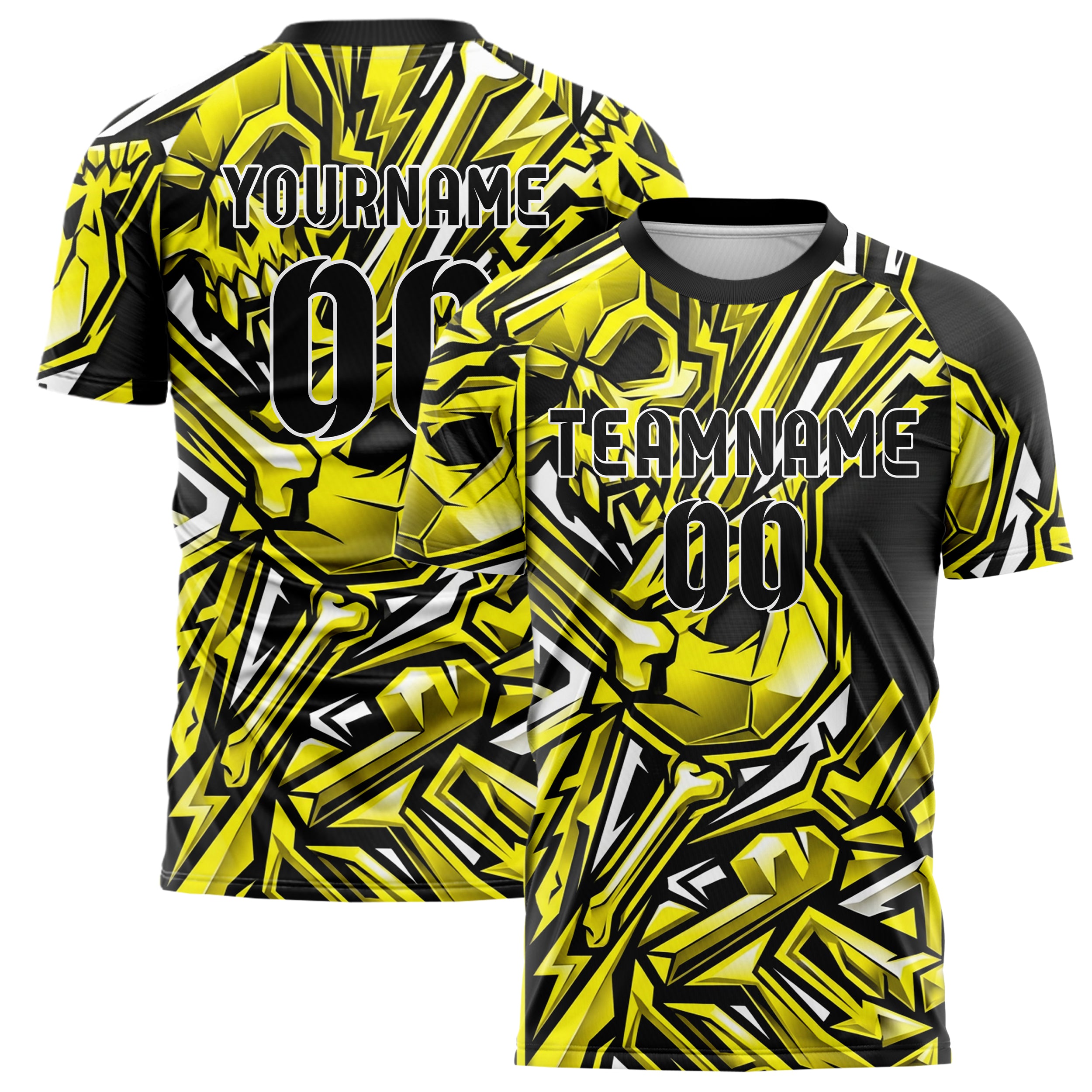 Black Yellow White Skateboard Deck Graphic Custom Soccer Jersey