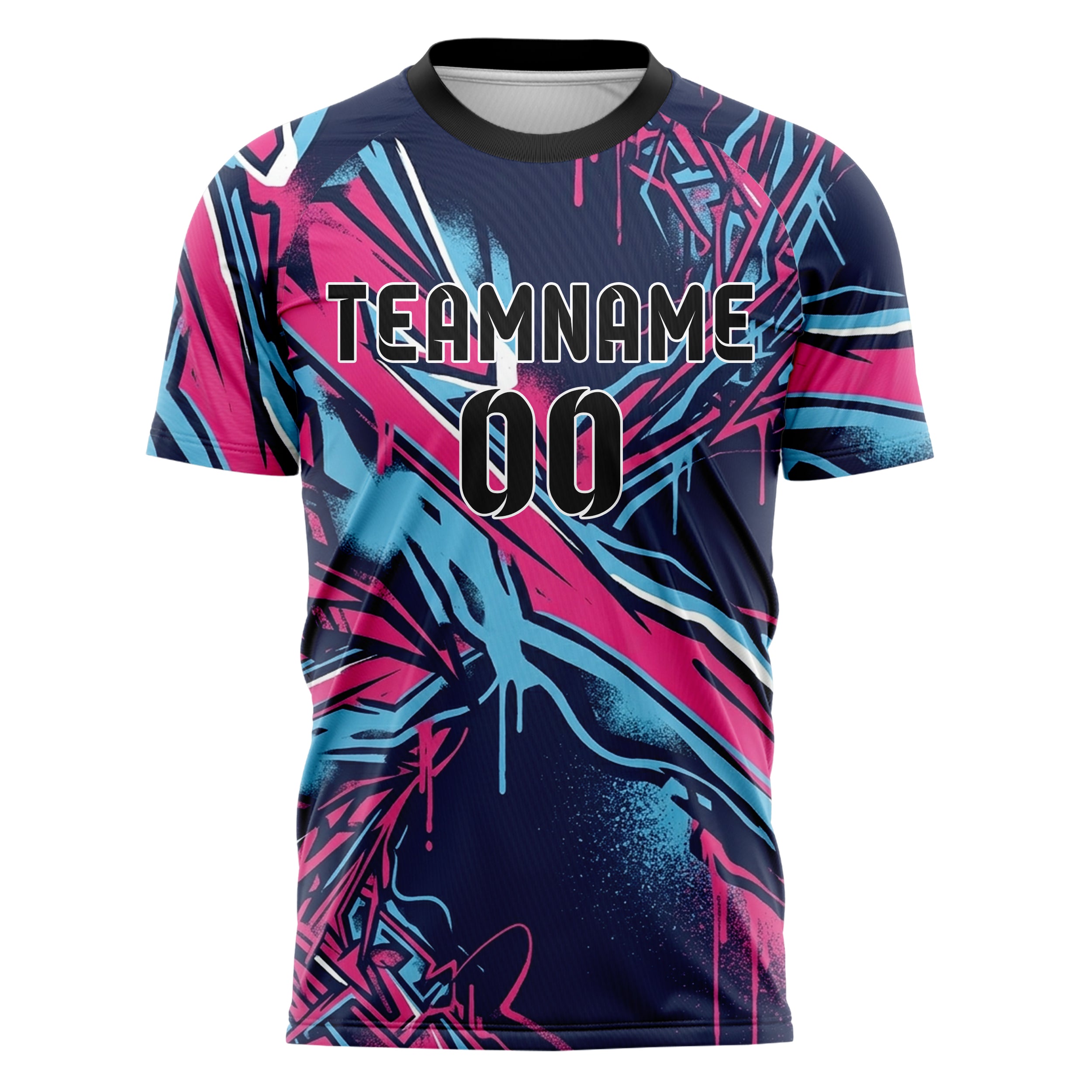 Navy Pink Sky Blue Urban Graffiti Explosion Custom Soccer Jersey