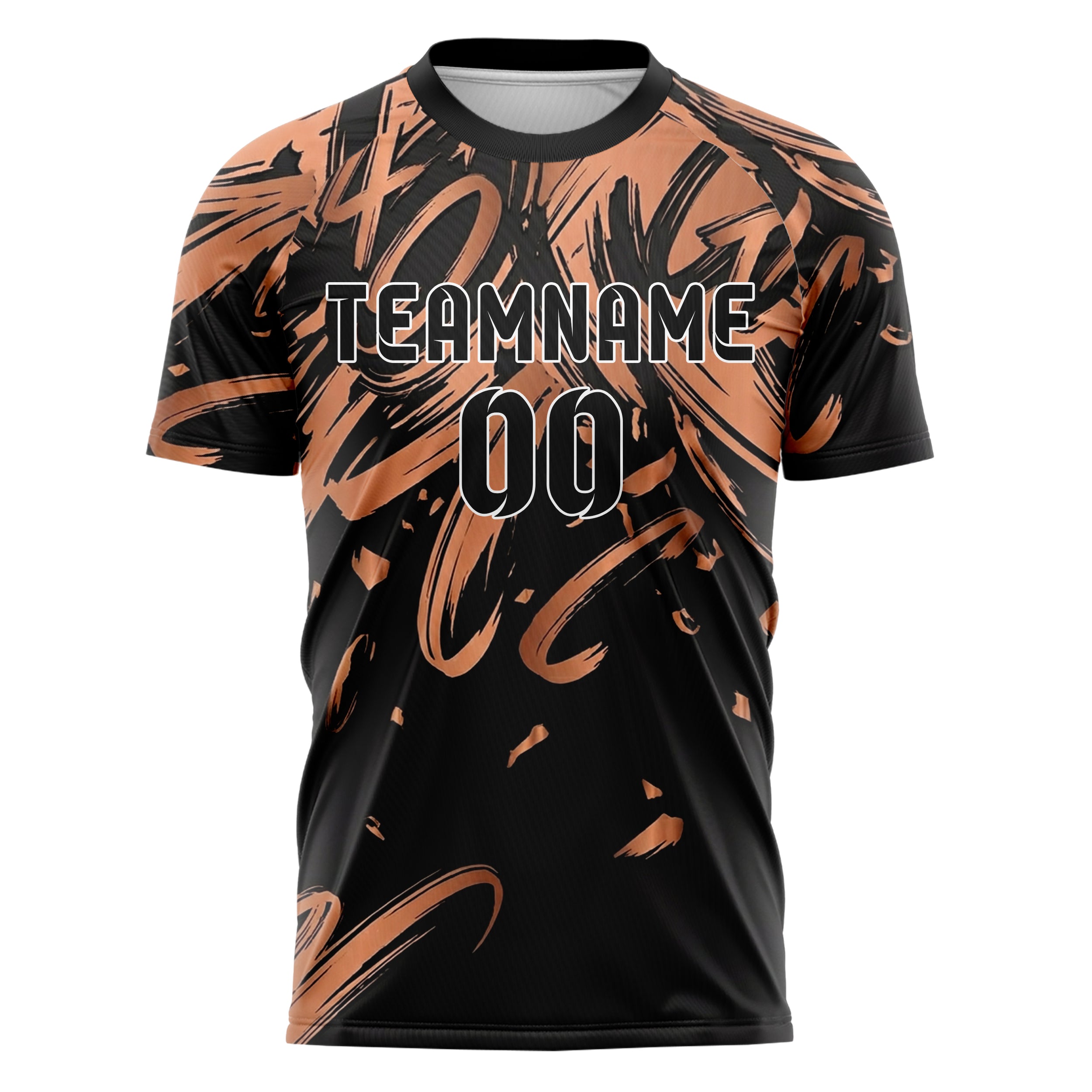 Copper Black Rose Gold Brush Stroke Gestural Custom Soccer Jersey
