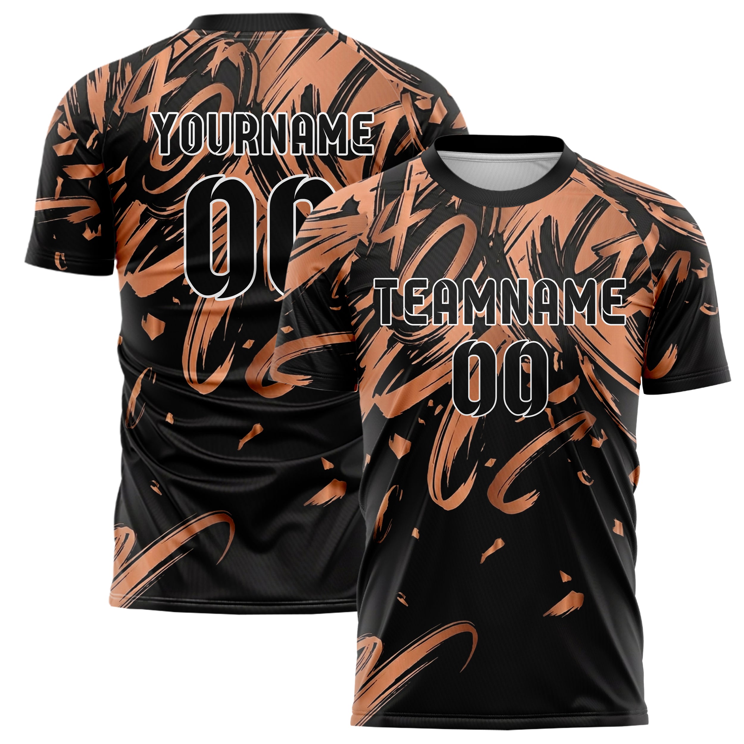 Copper Black Rose Gold Brush Stroke Gestural Custom Soccer Jersey