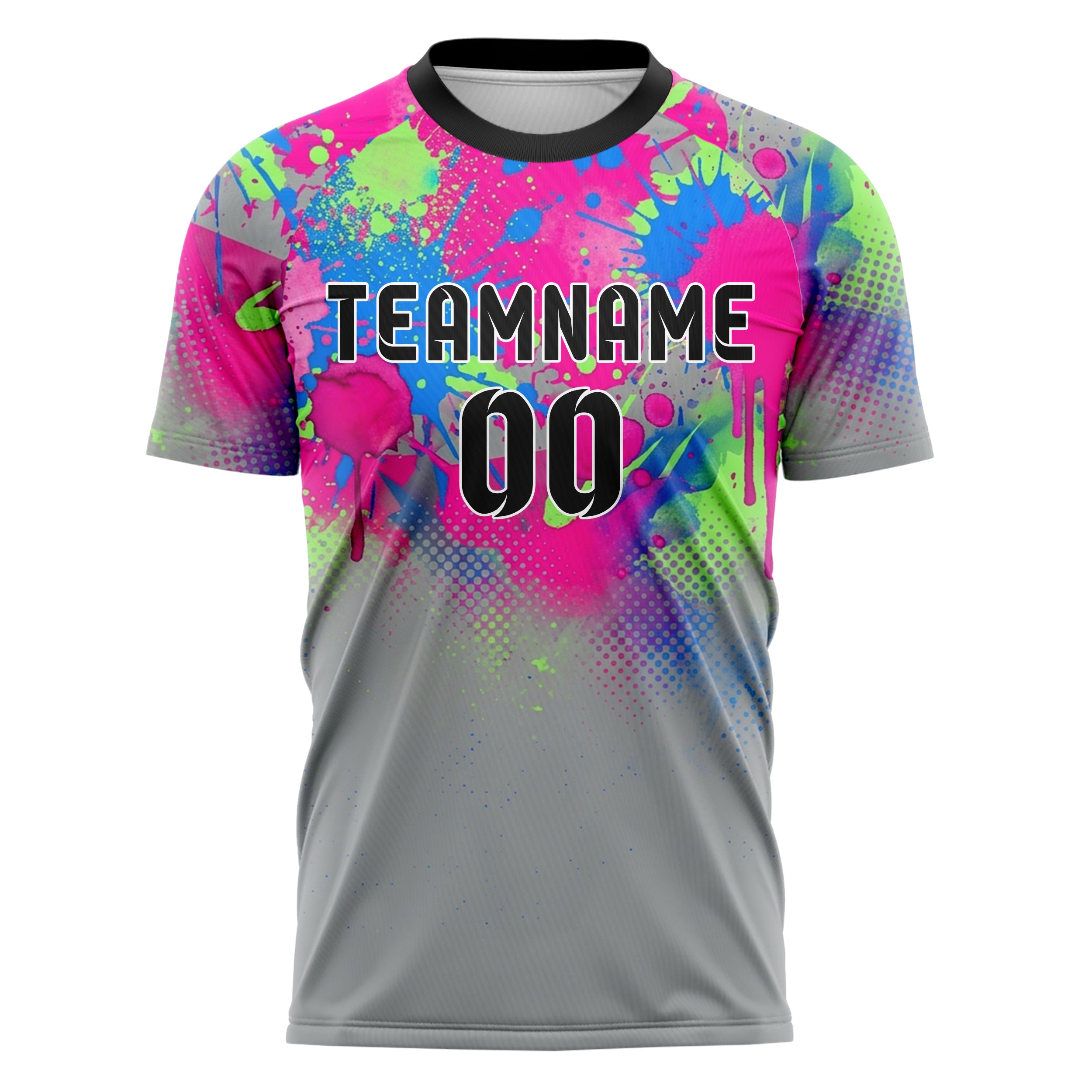 Grey Neon Multi Paint Splatter Bomb Custom Soccer Jersey