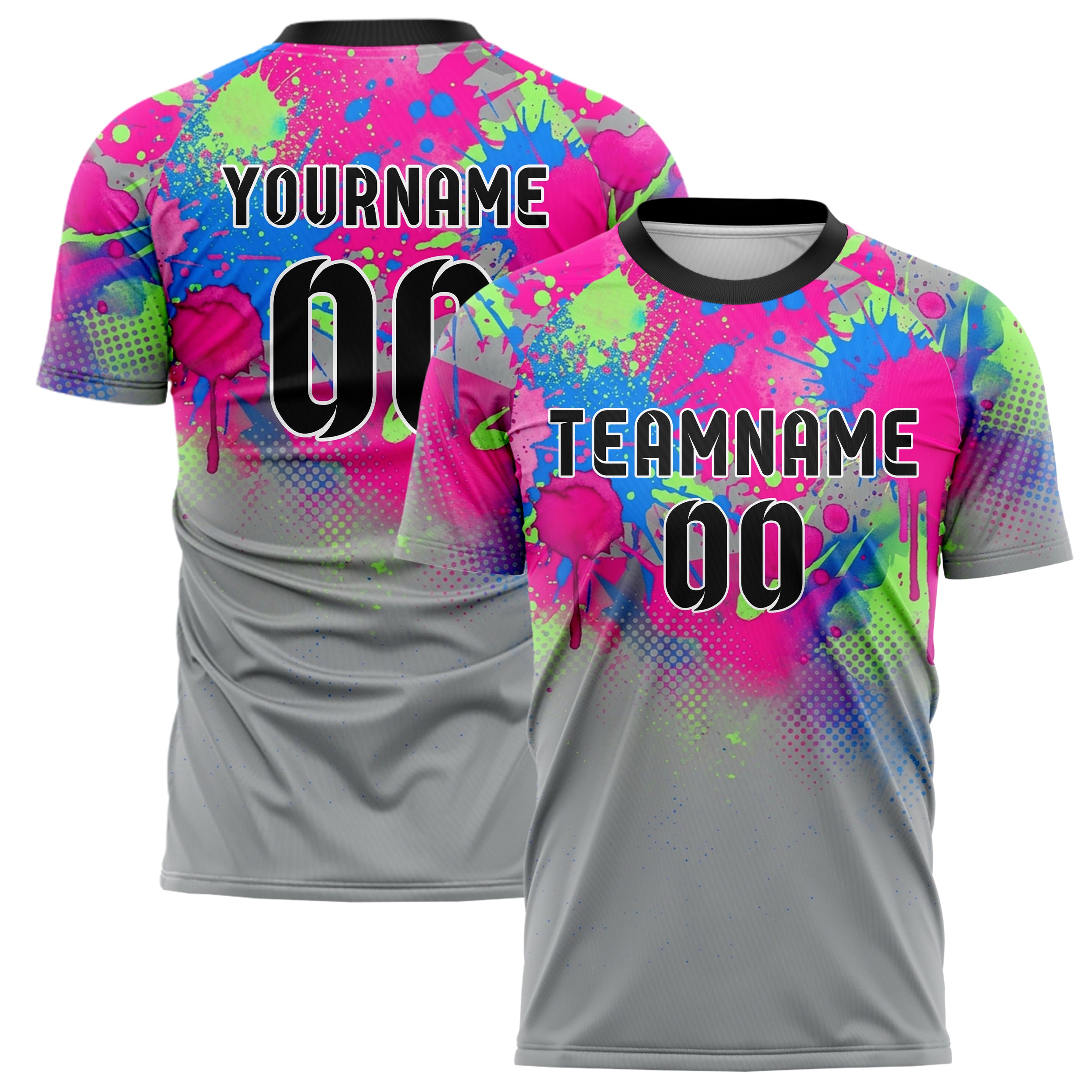 Grey Neon Multi Paint Splatter Bomb Custom Soccer Jersey
