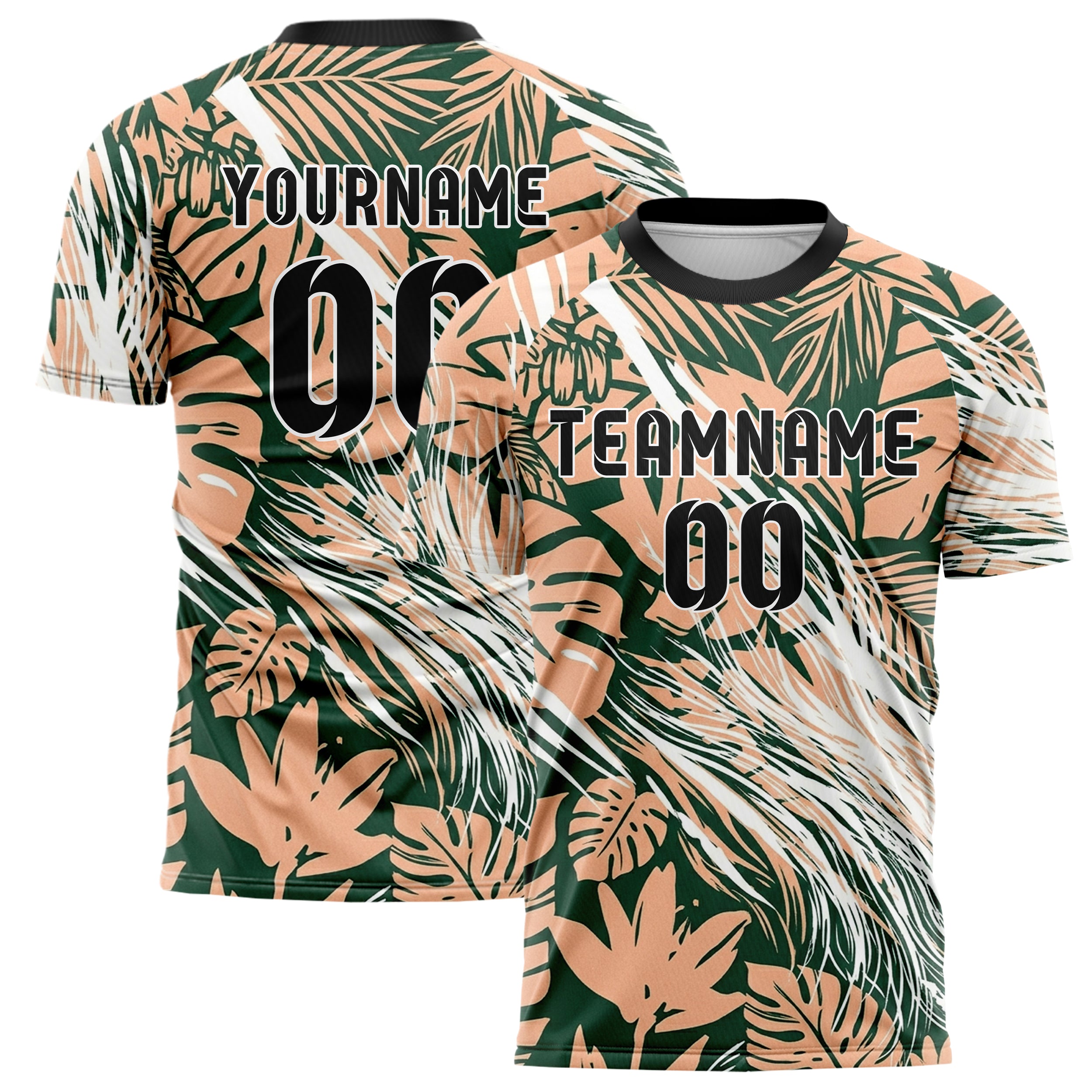 Forest Peach White Tropical Botanical Bold Custom Soccer Jersey