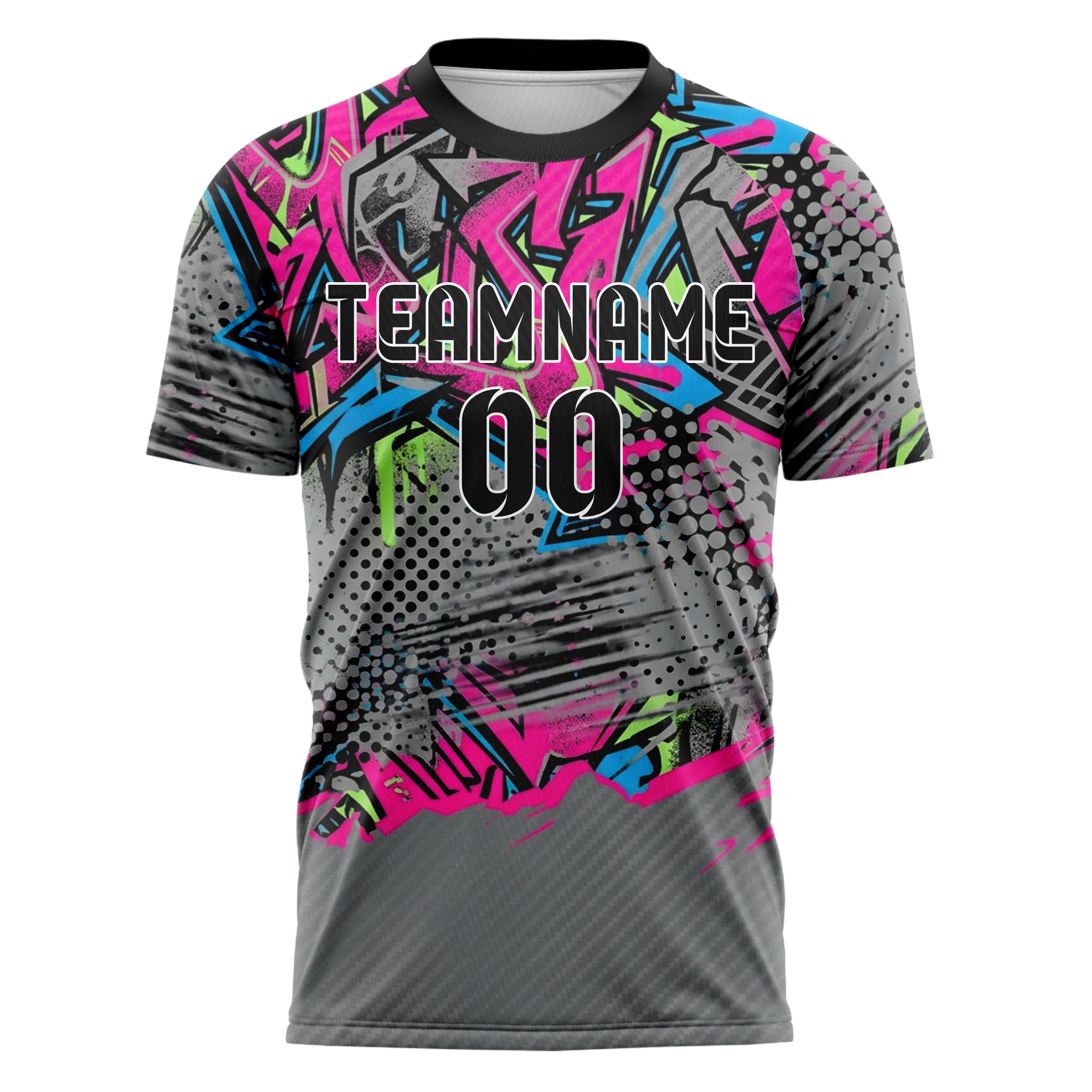 Grey Neon Multi Urban Graffiti Explosion Custom Soccer Jersey