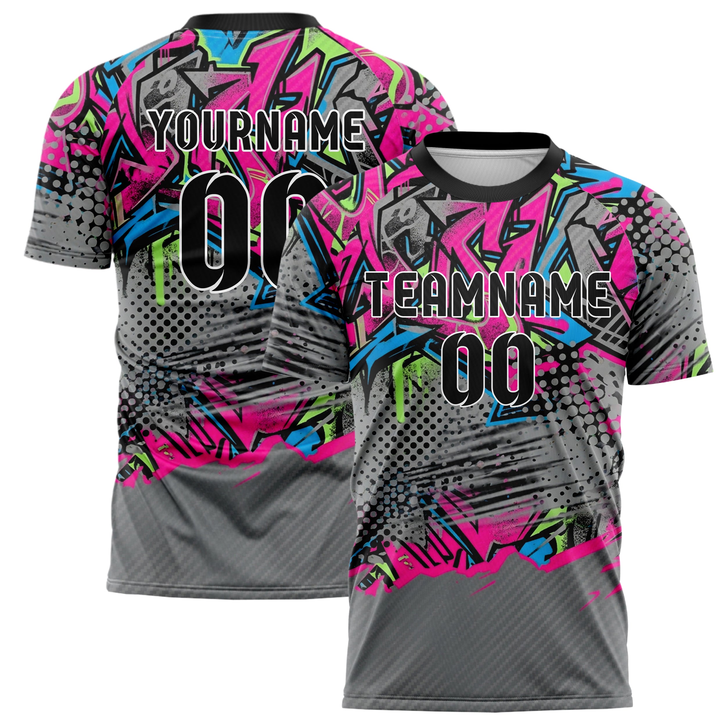 Grey Neon Multi Urban Graffiti Explosion Custom Soccer Jersey