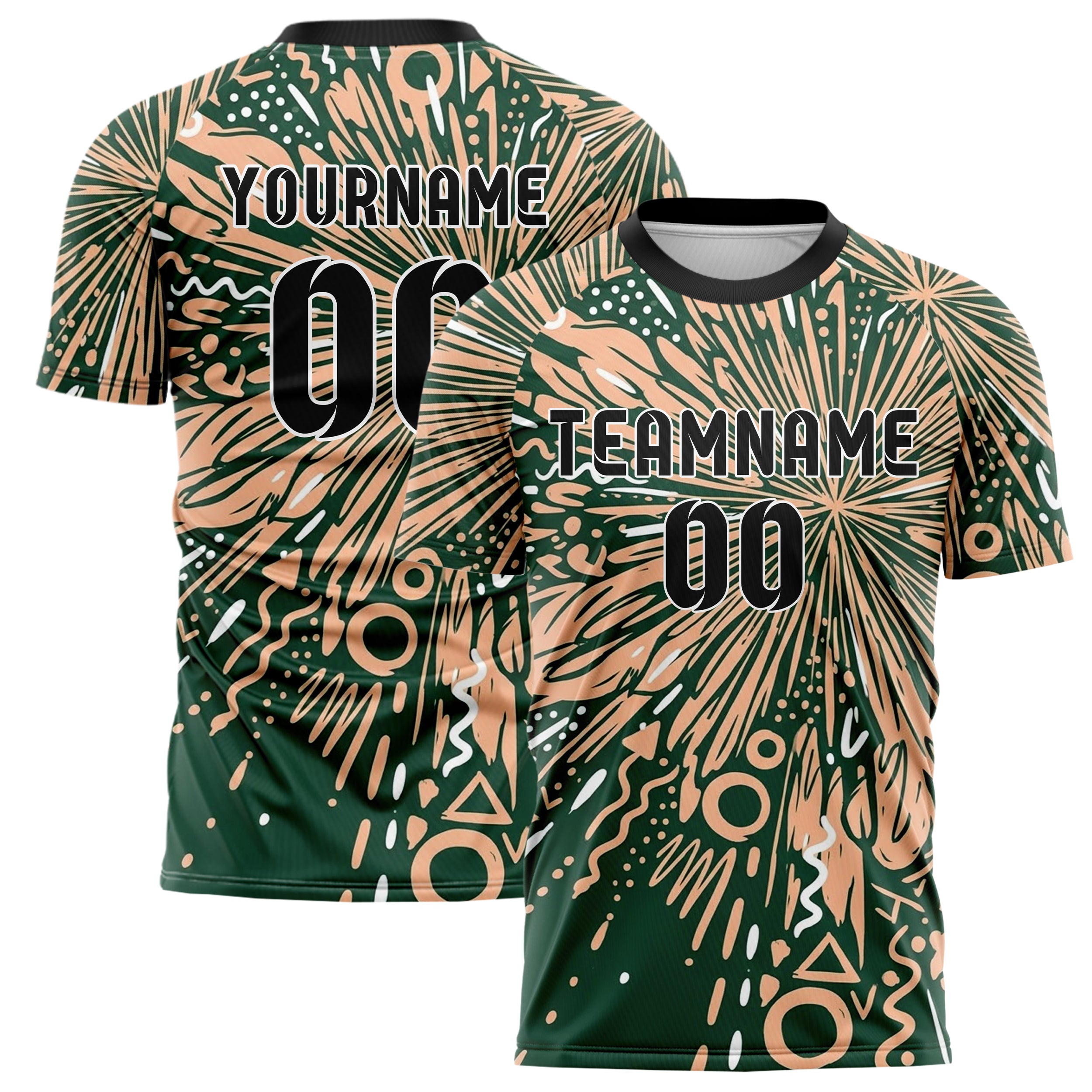 Forest Peach White Geometric Memphis Mashup Custom Soccer Jersey