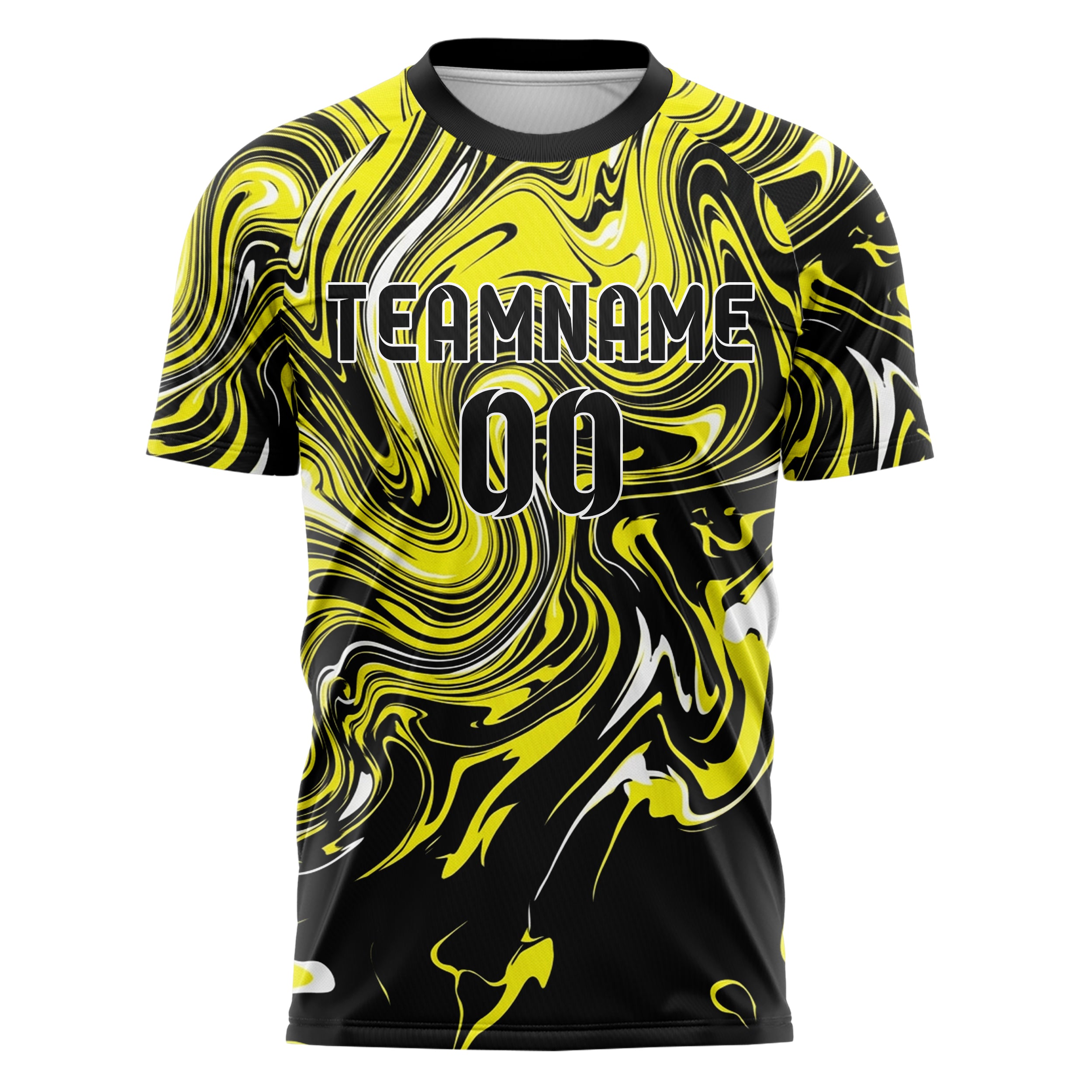 Black Yellow White Liquid Marble Pour Custom Soccer Jersey