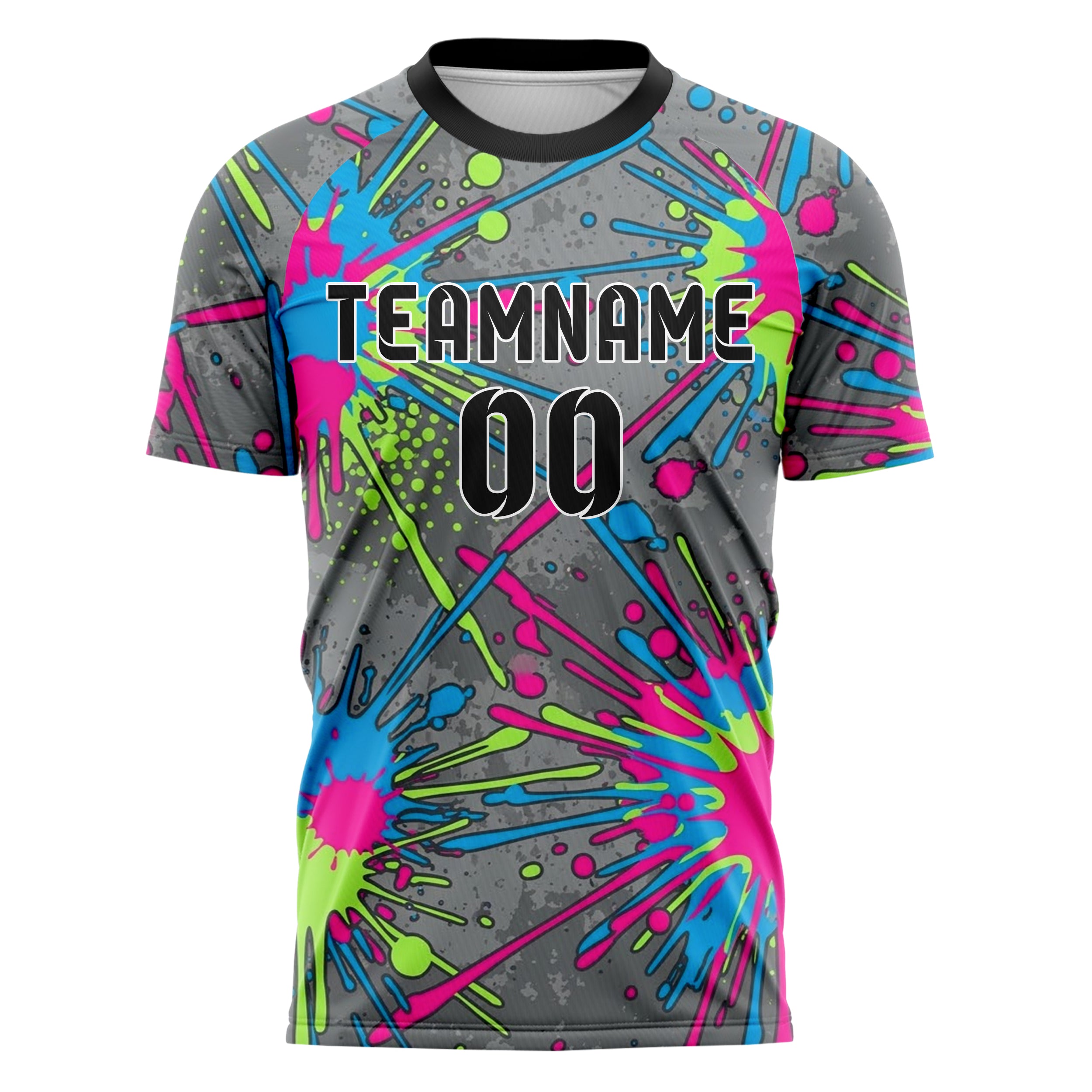 Grey Neon Multi Paint Splatter Bomb Custom Soccer Jersey