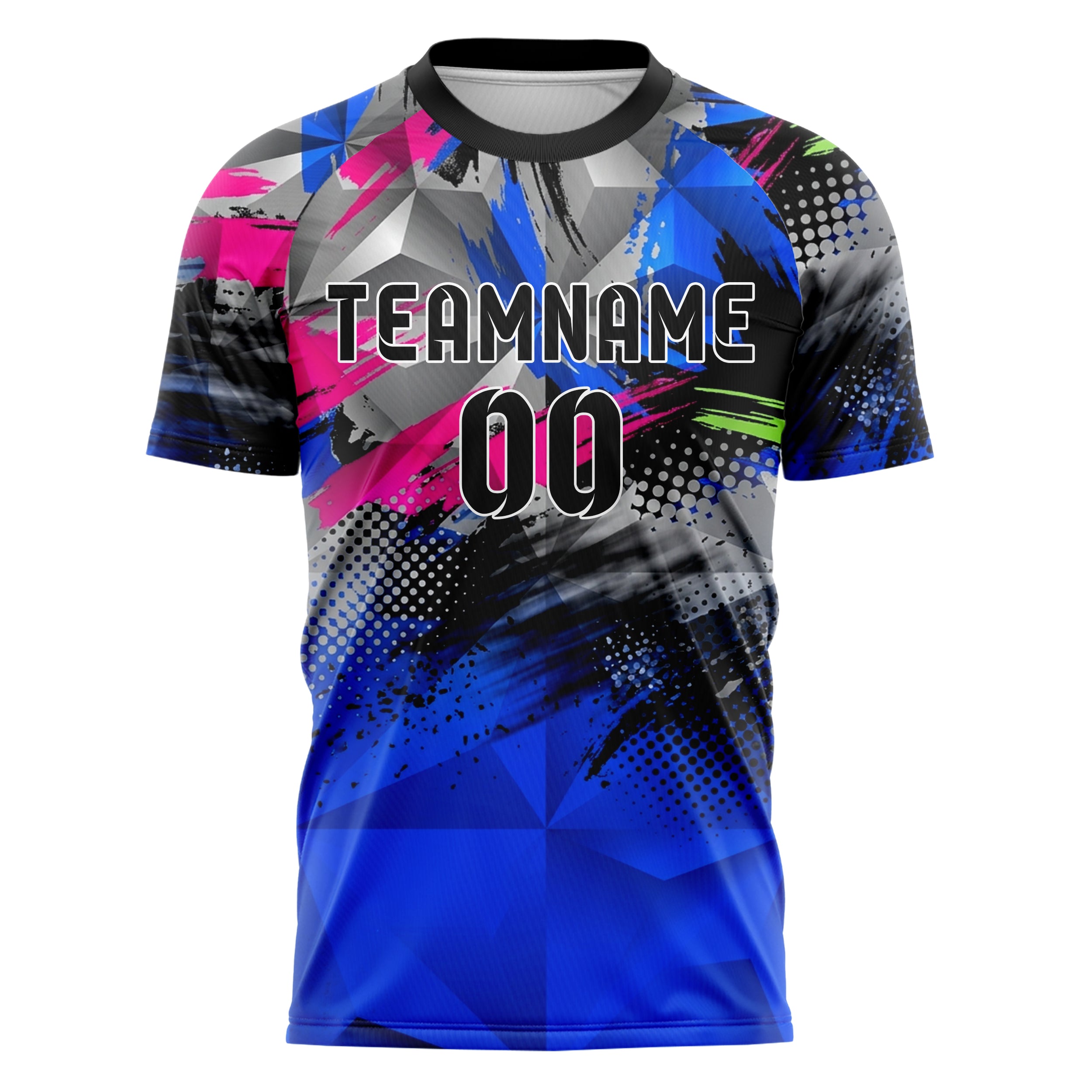 Grey Neon Multi Abstract Ink Wash Custom Soccer Jersey