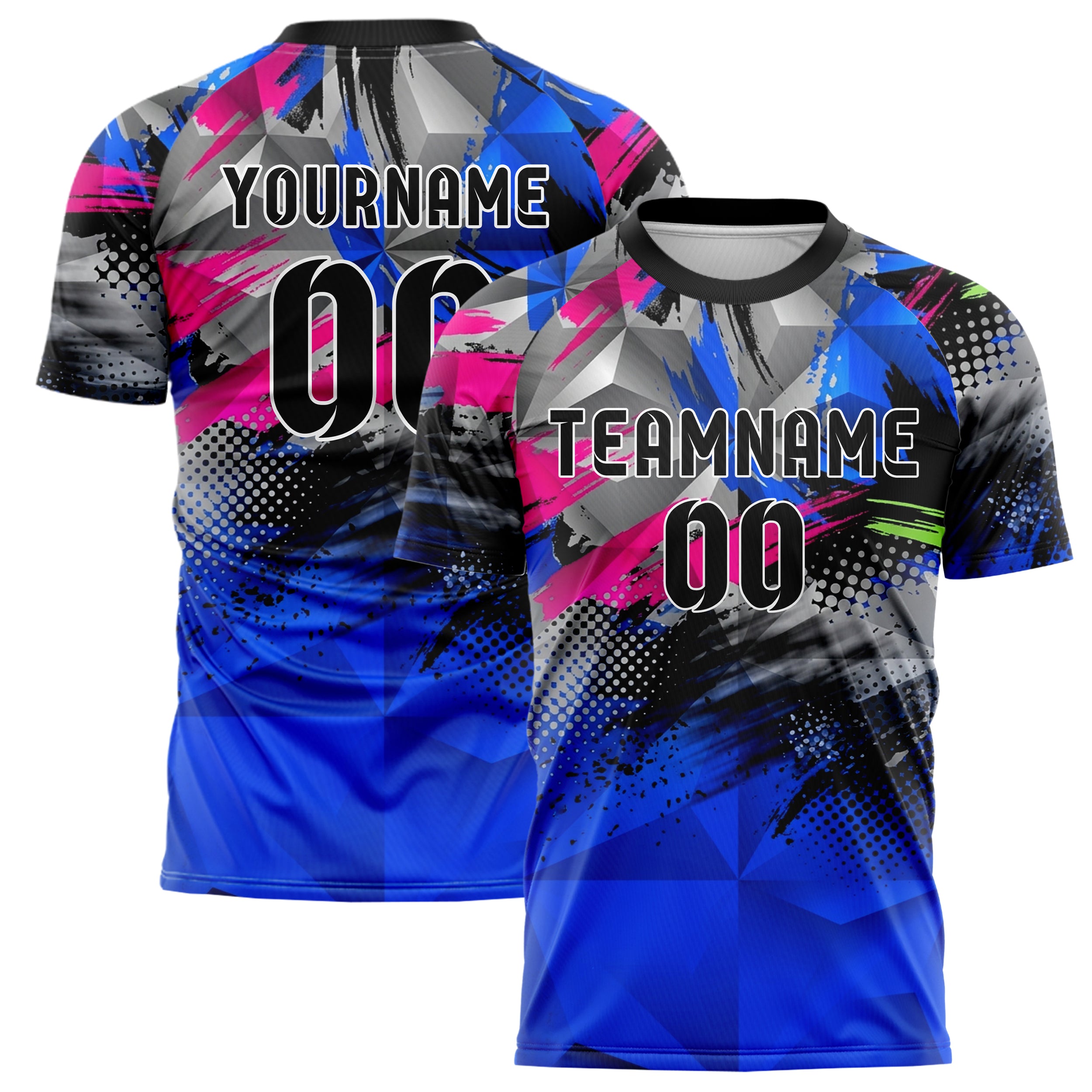 Grey Neon Multi Abstract Ink Wash Custom Soccer Jersey